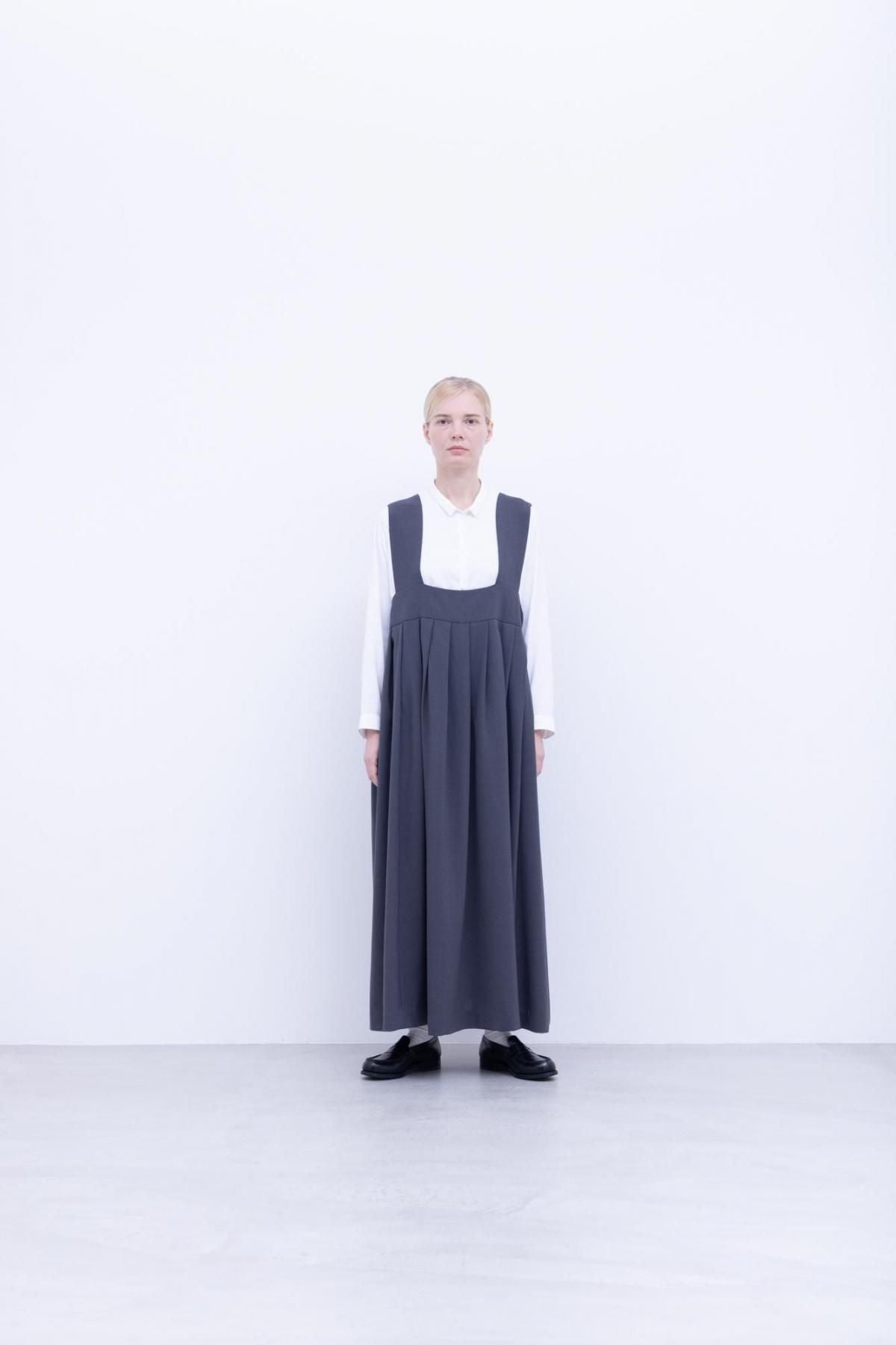 スパンポリエステル・ドレープカルゼ　ジャンプタックワンピース / Slate grey［size 3_］