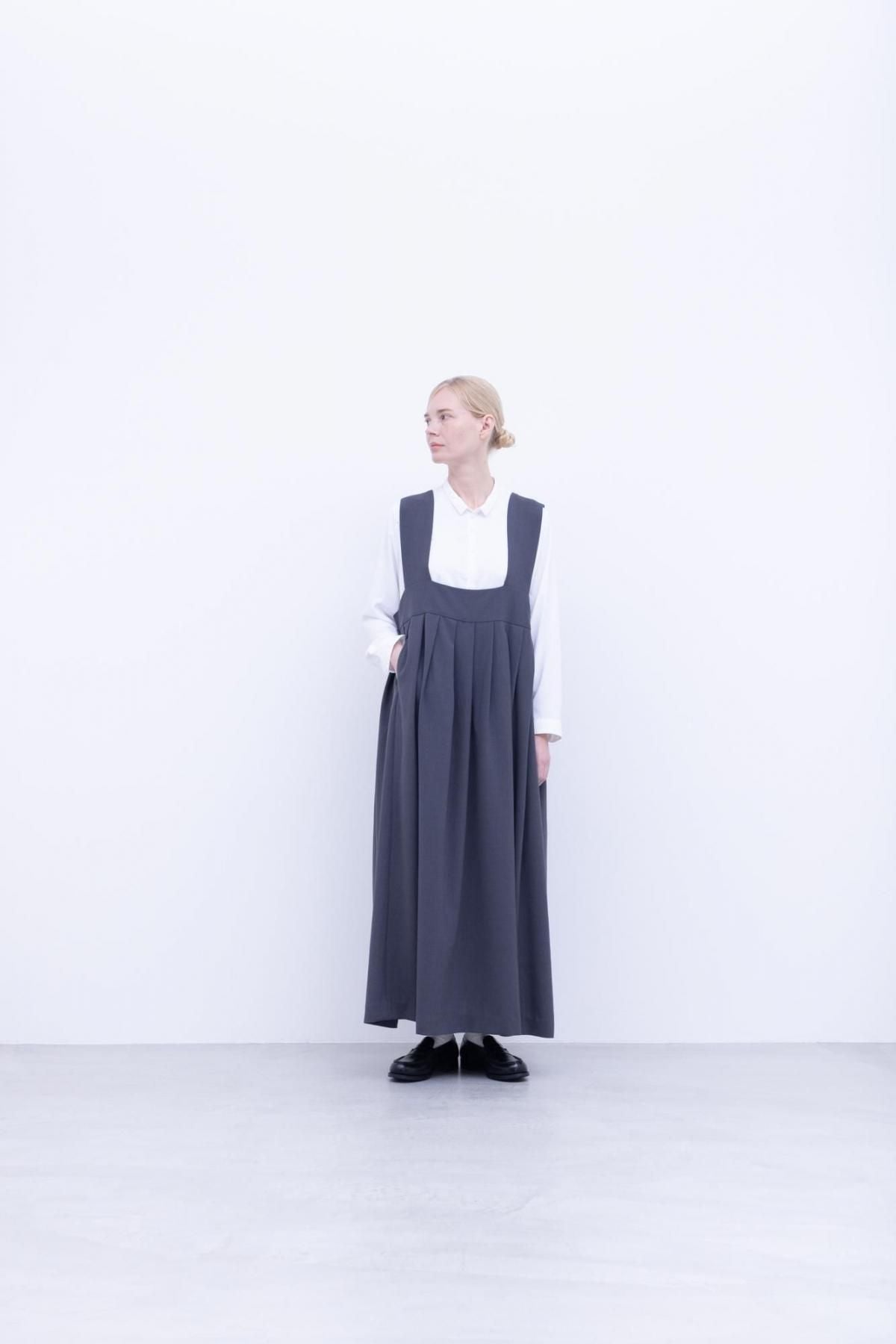 スパンポリエステル・ドレープカルゼ　ジャンプタックワンピース / Slate grey［size 3_］