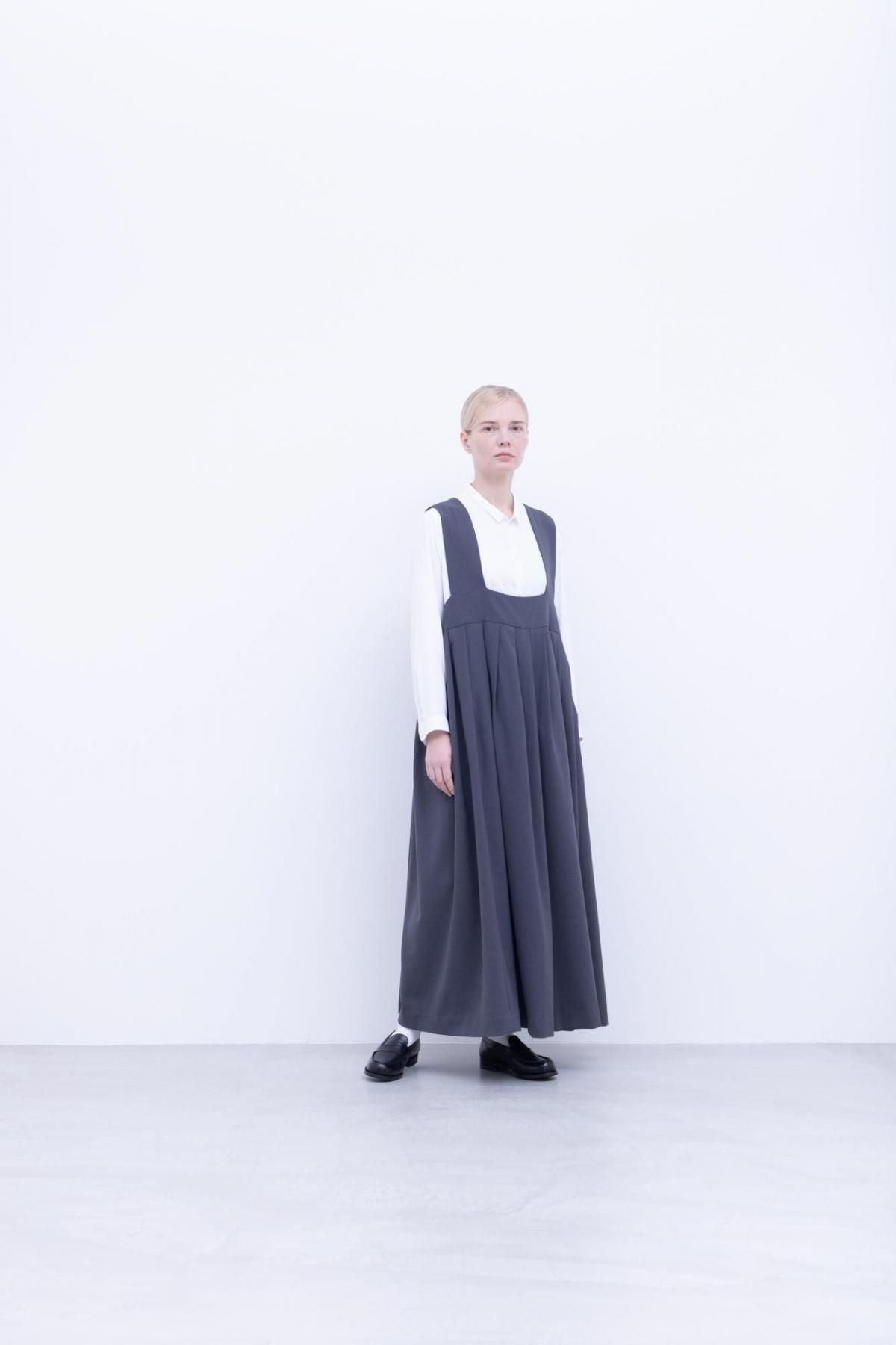 スパンポリエステル・ドレープカルゼ　ジャンプタックワンピース / Slate grey［size 3_］