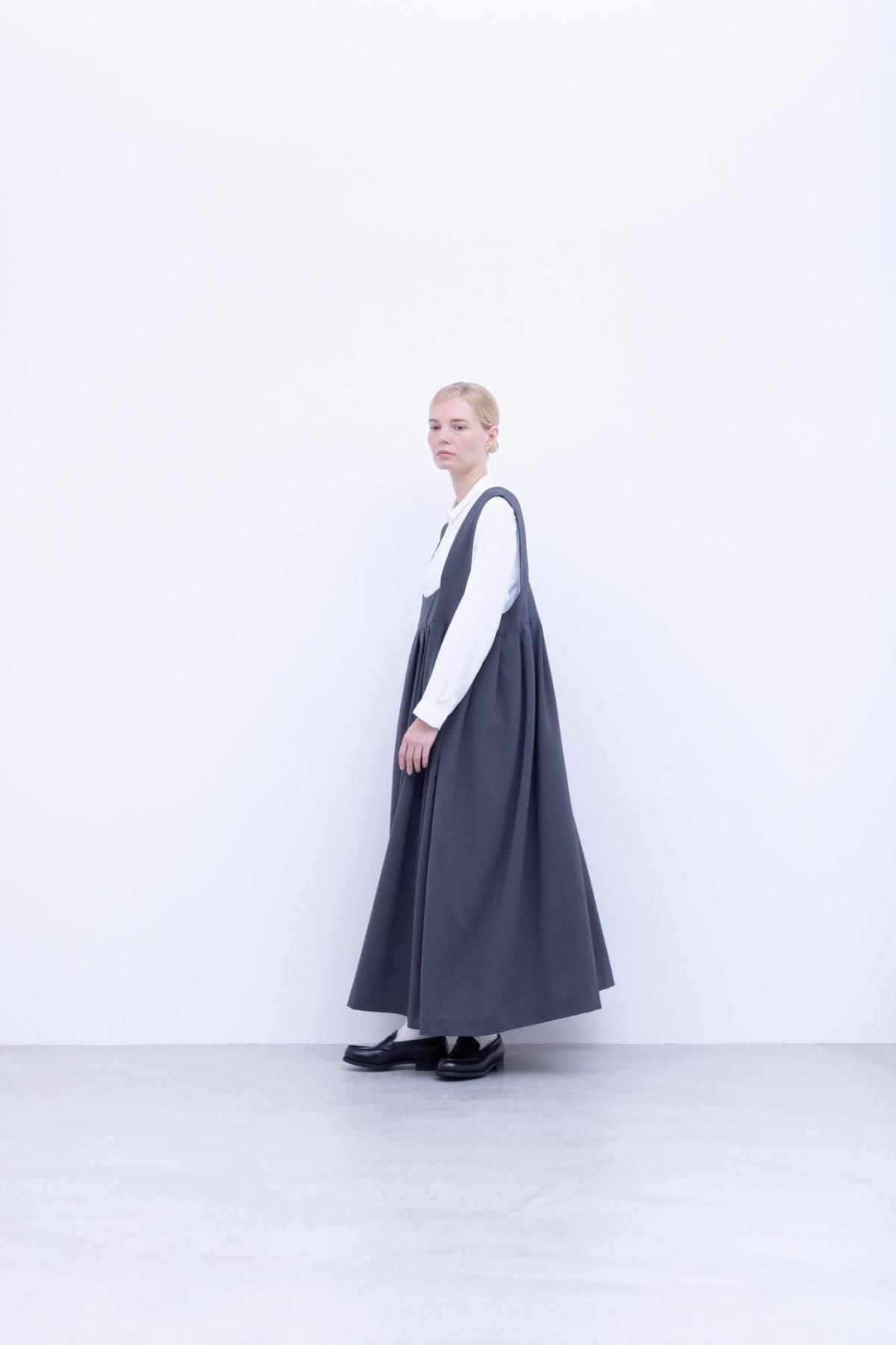 スパンポリエステル・ドレープカルゼ　ジャンプタックワンピース / Slate grey［size 3_］