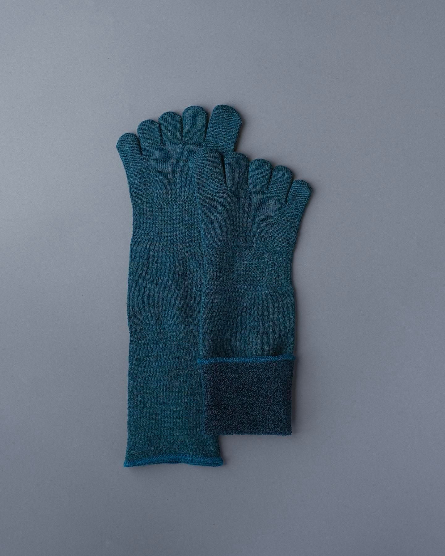五本指「足の肌着」絹と綿［Teal green］