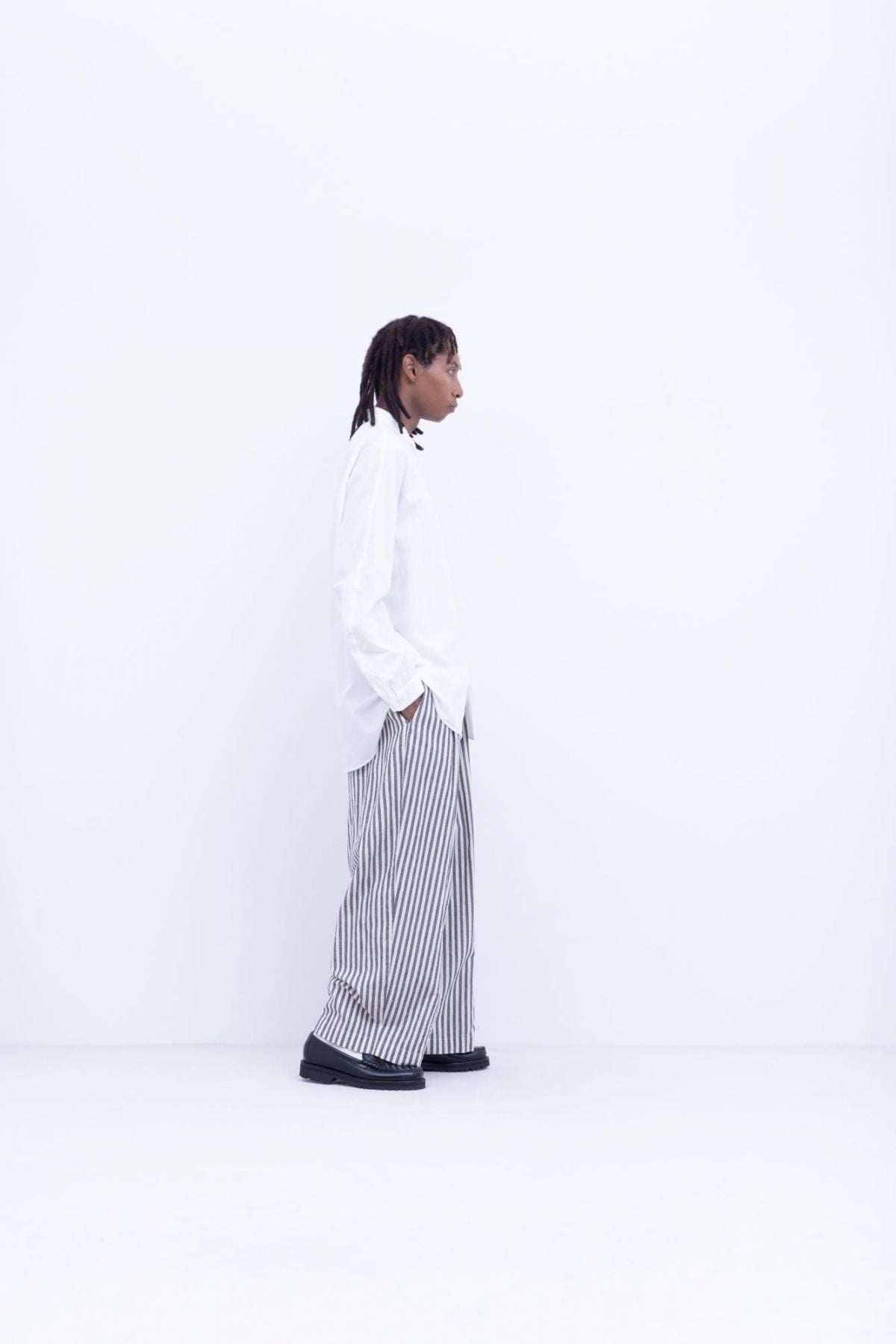 ガラシー  コットン・リネン / ストライプ シーチング 3タックパンツ ［size XS］