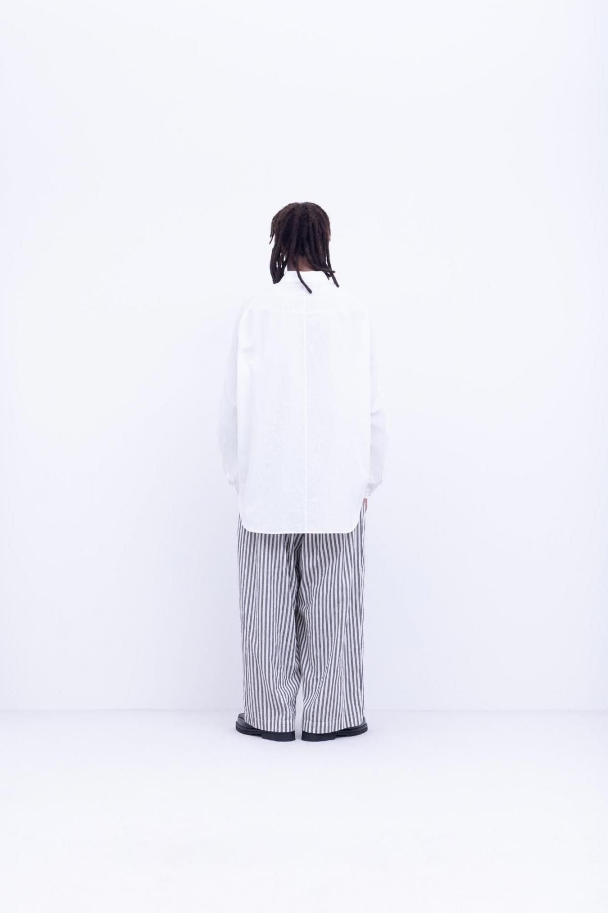 ガラシー  コットン・リネン / ストライプ シーチング 3タックパンツ ［size XS］