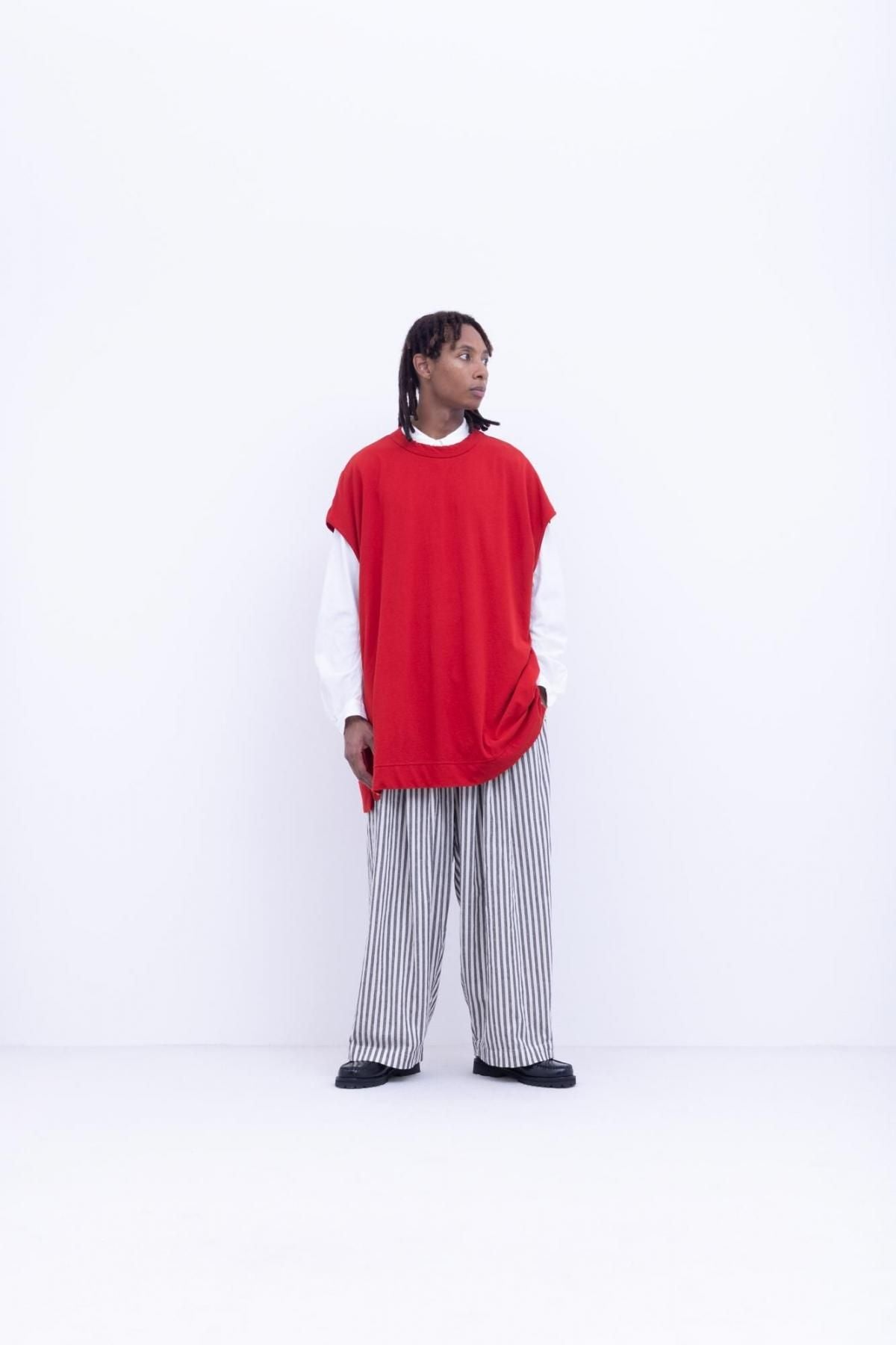 ガラシー  コットン・リネン / ストライプ シーチング 3タックパンツ ［size XS］