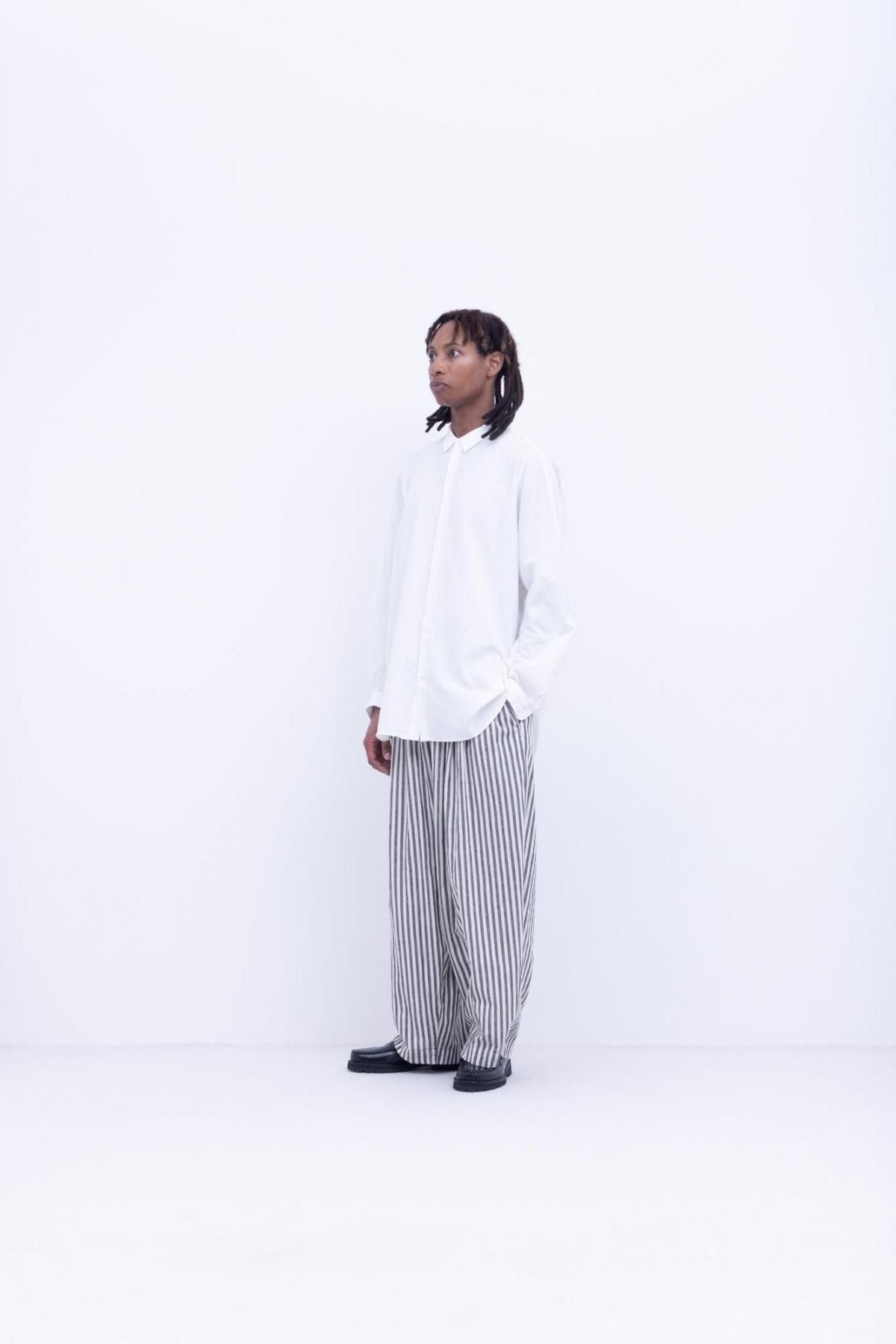 ガラシー  コットン・リネン / ストライプ シーチング 3タックパンツ ［size M］