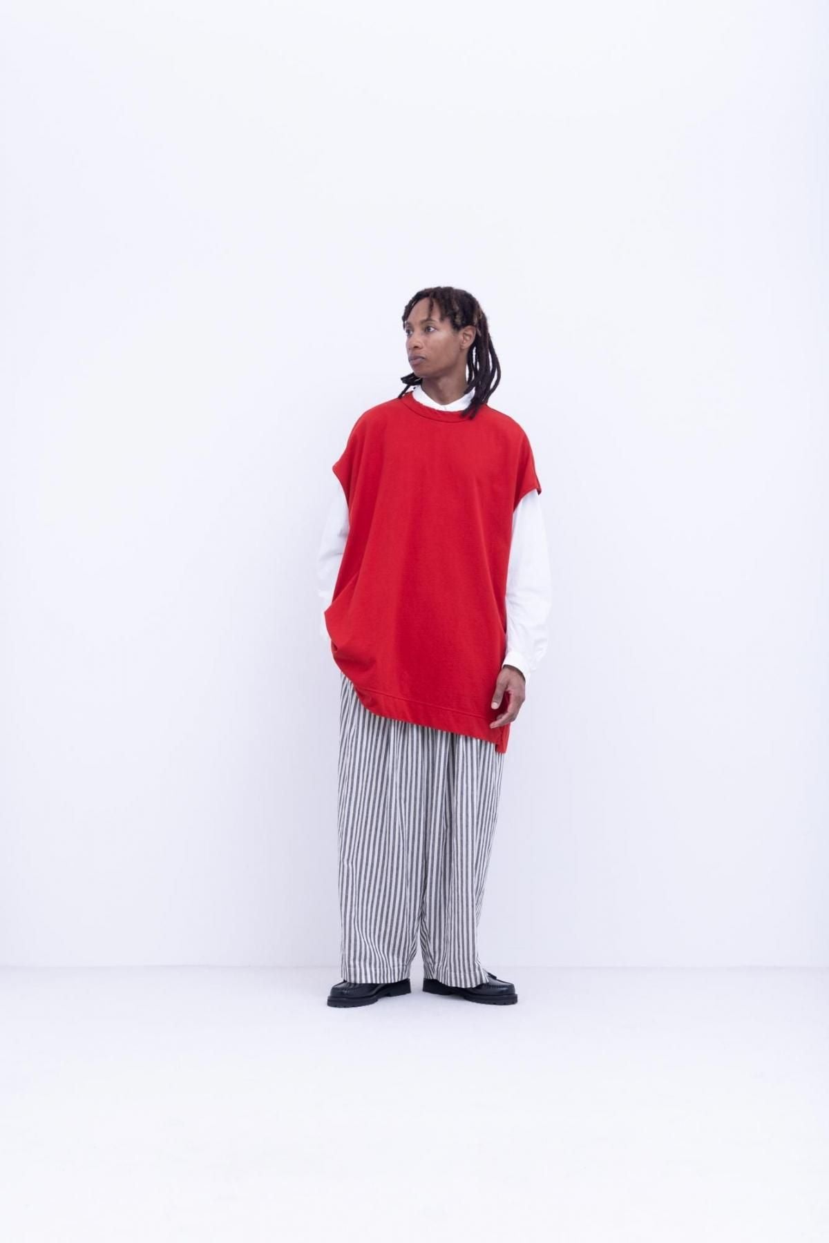 ガラシー  コットン・リネン / ストライプ シーチング 3タックパンツ ［size M］
