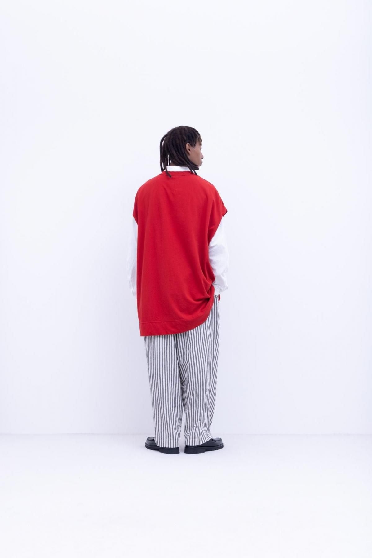 ガラシー  コットン・リネン / ストライプ シーチング 3タックパンツ ［size M］
