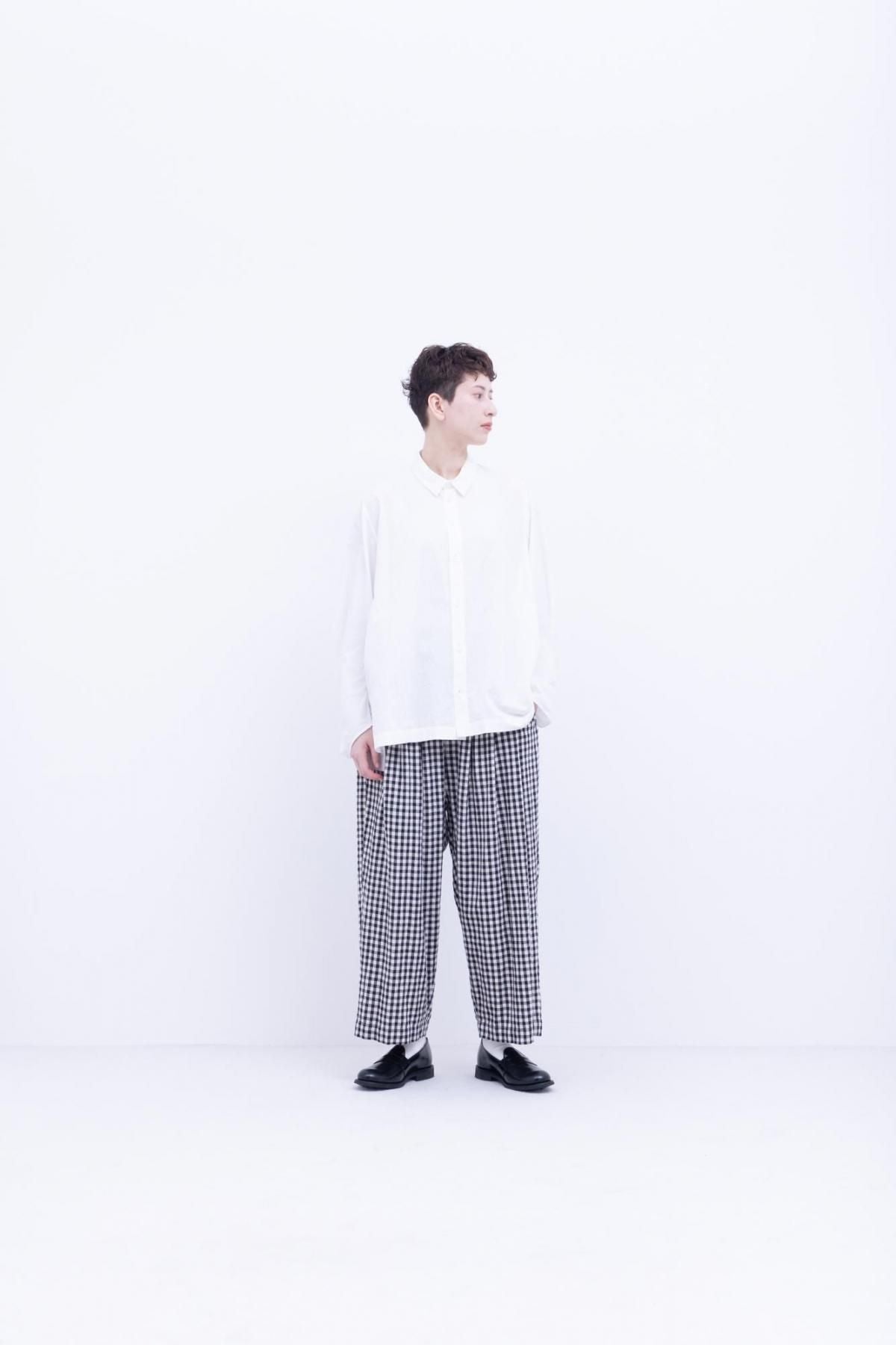 ガラシー  コットン・リネン / ギンガムチェック 3タックパンツ ［size M］
