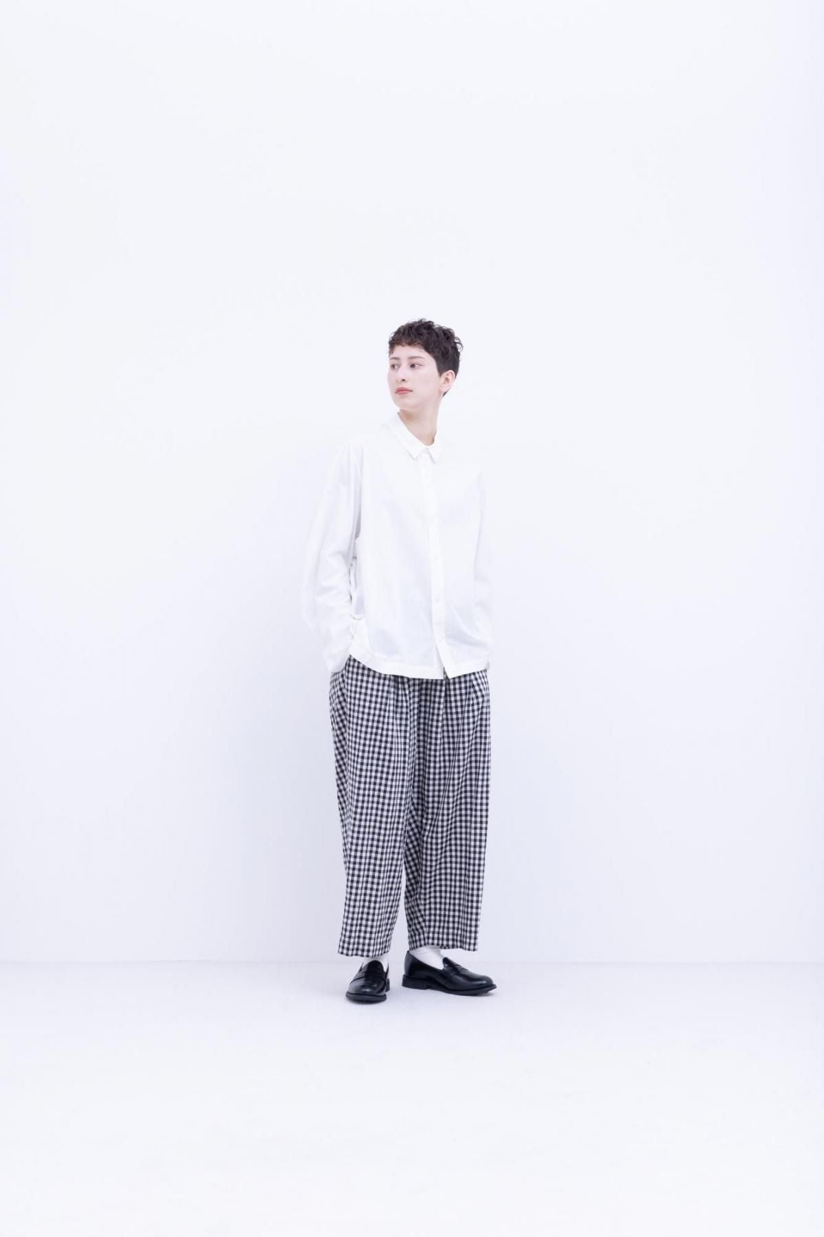 ガラシー  コットン・リネン / ギンガムチェック 3タックパンツ ［size M］