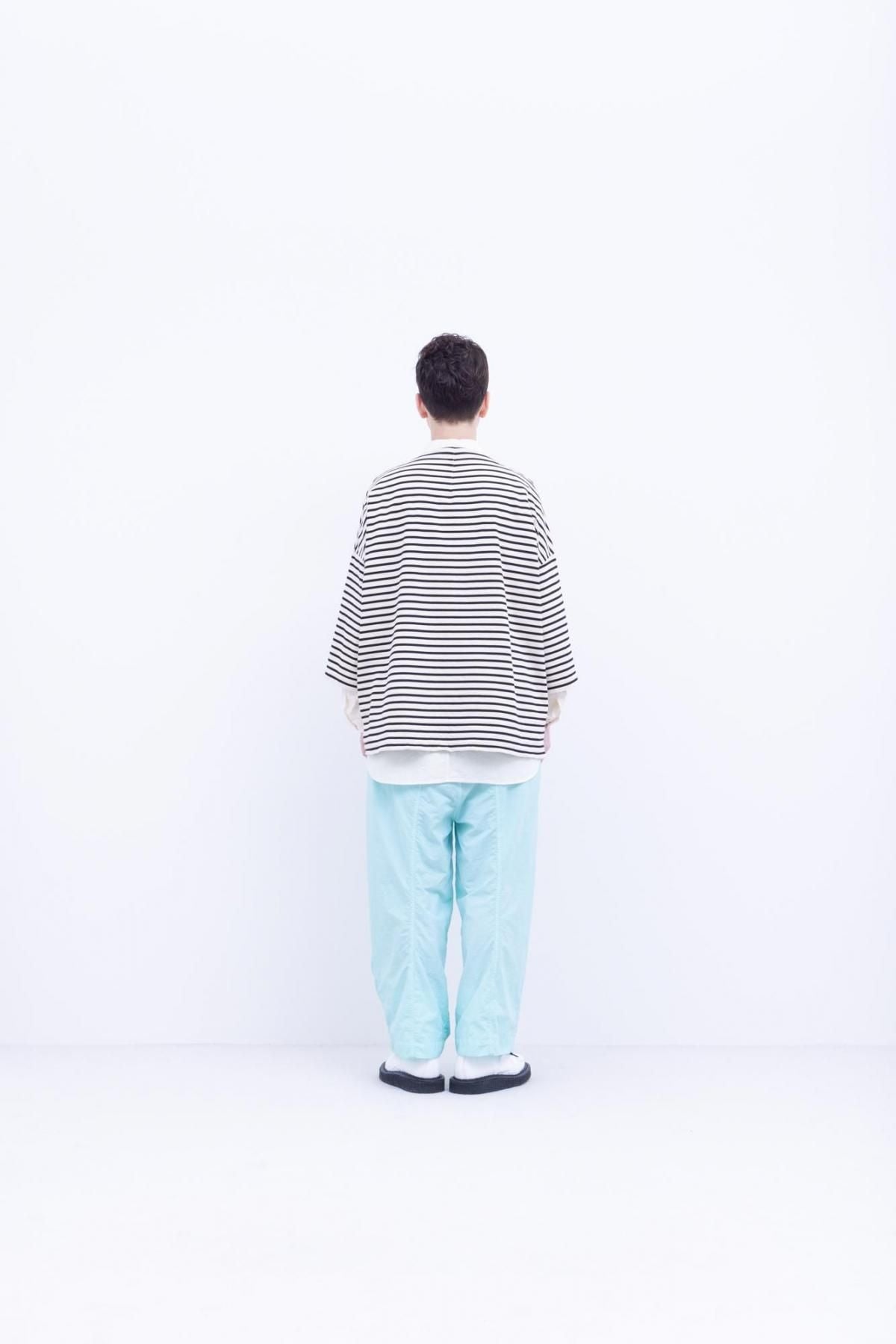 微強撚綿天竺　ボーダーボートネックT / Natural base × Black border［size XS］
