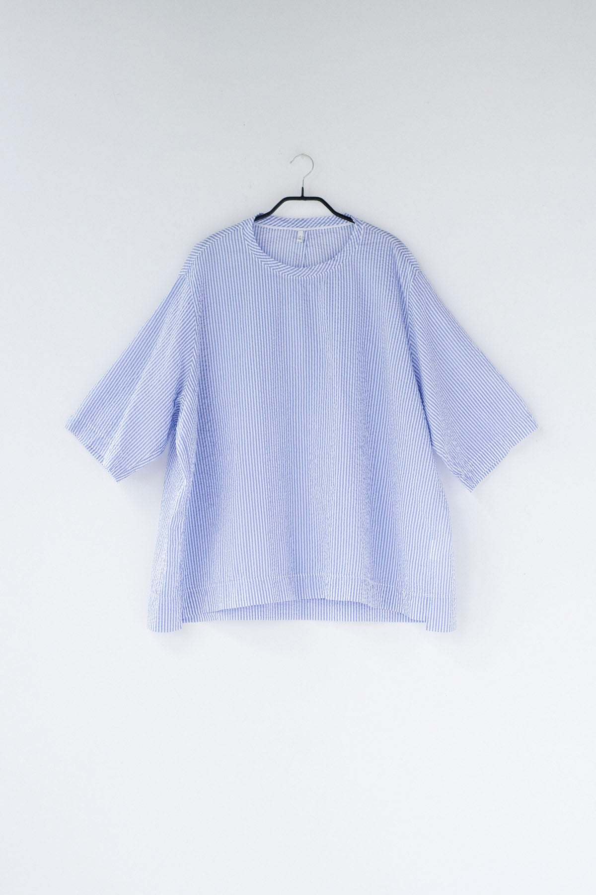 スターチコットン・ストライプローン クルーネックプルオーバー / Light Blue × White［size XS_］