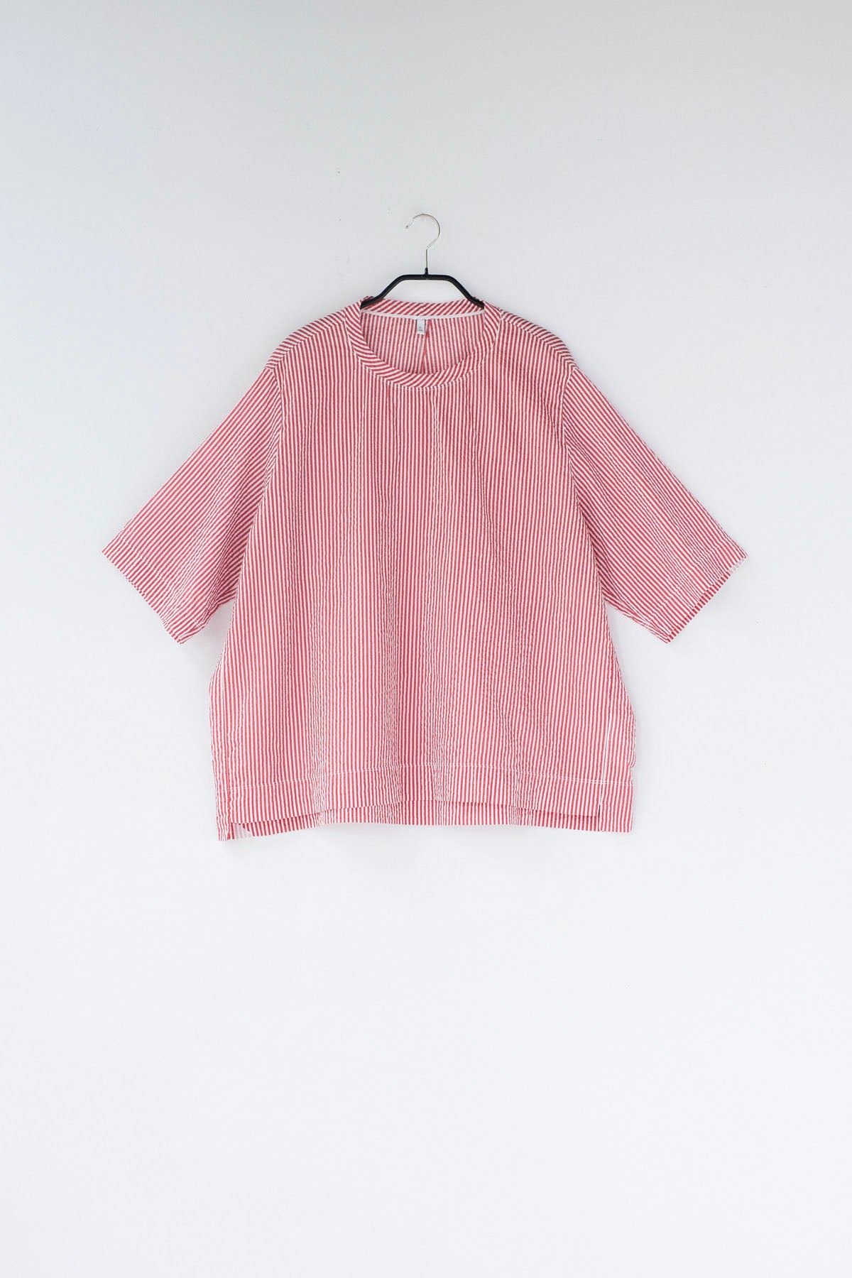 スターチコットン・ストライプローン クルーネックプルオーバー / Red × White［size XS_］