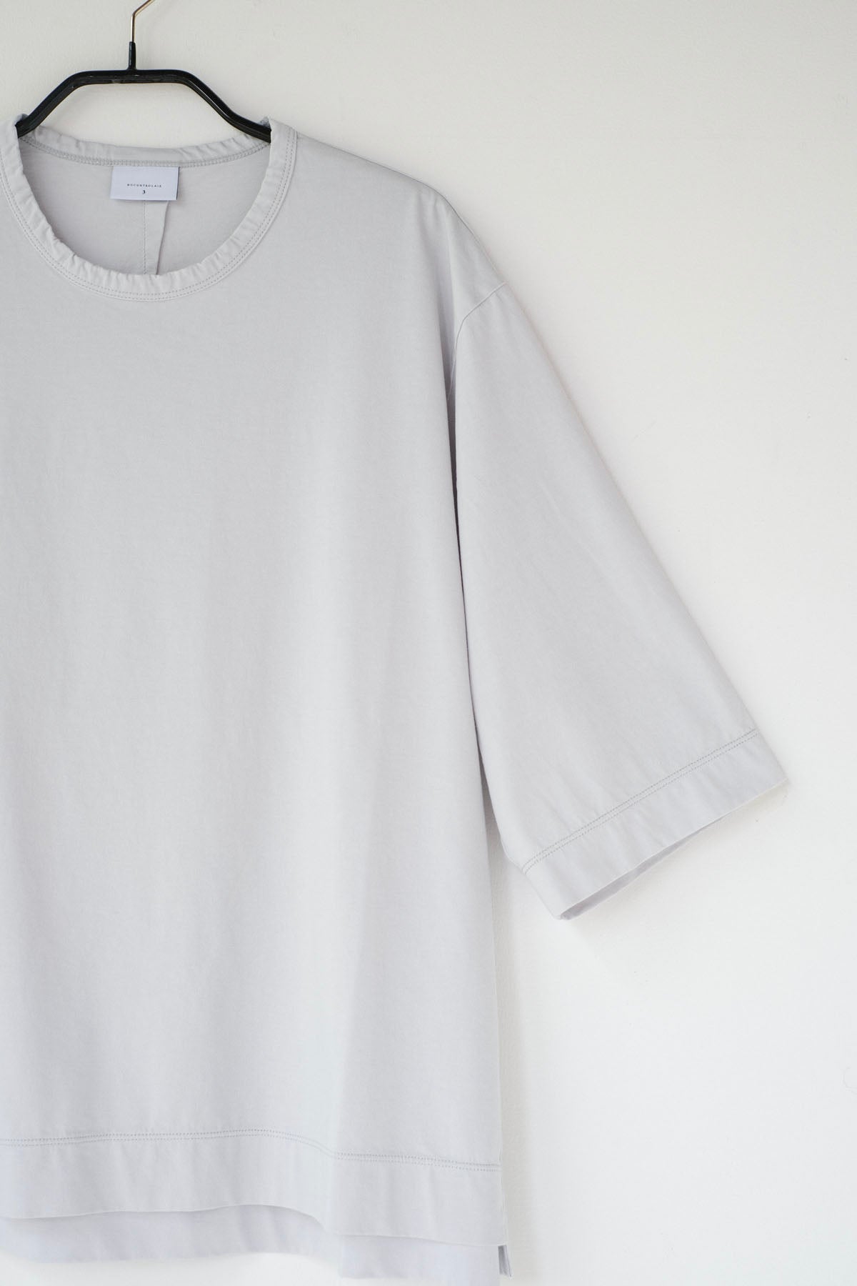 コットンポーラル天竺　クルーネック5分袖Tシャツ / Mist Grey［size 3_］