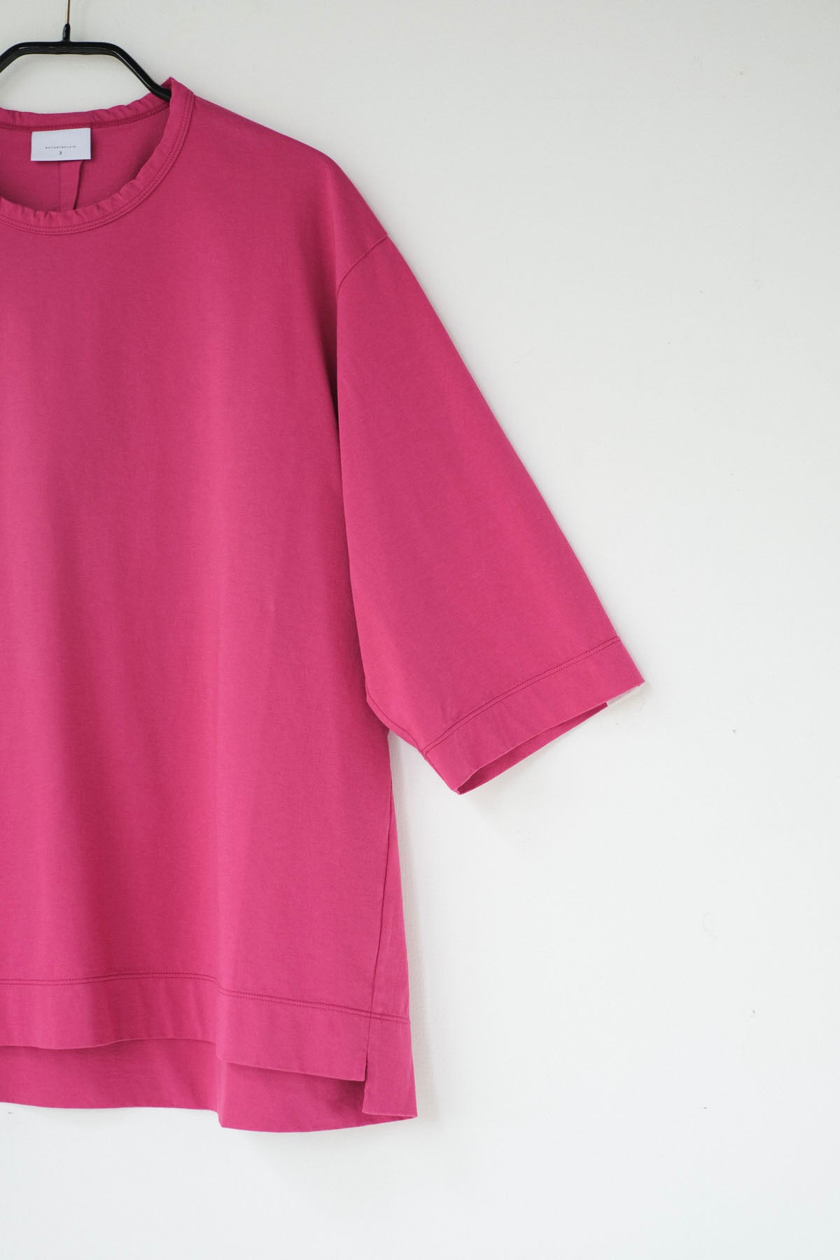コットンポーラル天竺　クルーネック5分袖Tシャツ / Magenta［size 3_］