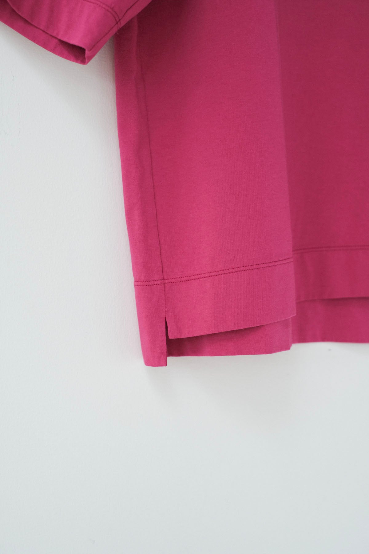 コットンポーラル天竺　クルーネック5分袖Tシャツ / Magenta［size 3_］