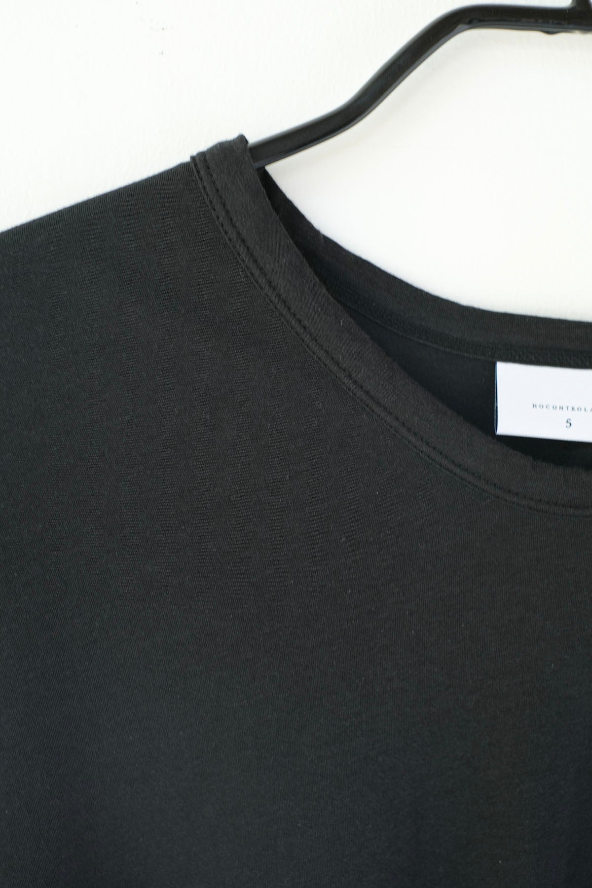 120/2 Queen's Cotton Tenjiku 3/4-Sleeve Crew Neck T-Shirt / Black