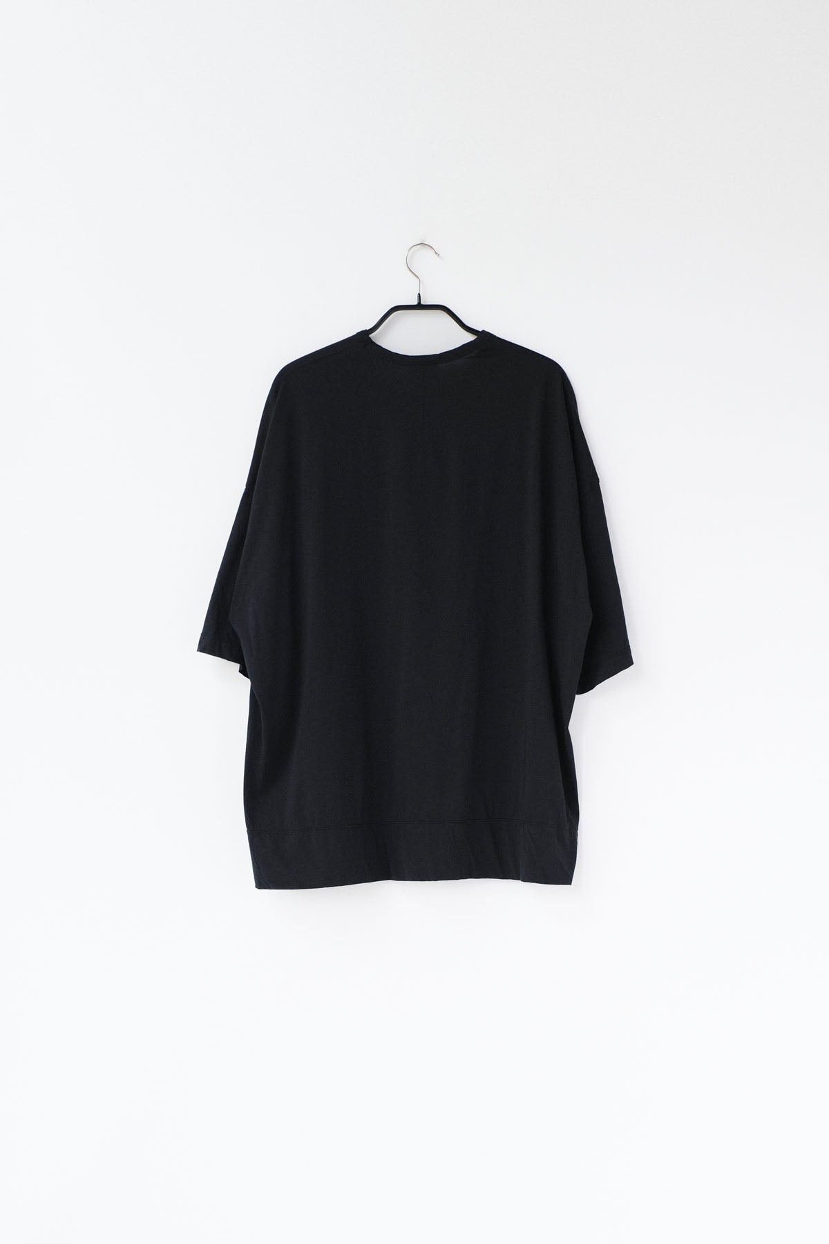 120/2 Queen's Cotton Tenjiku 3/4-Sleeve Crew Neck T-Shirt / Black