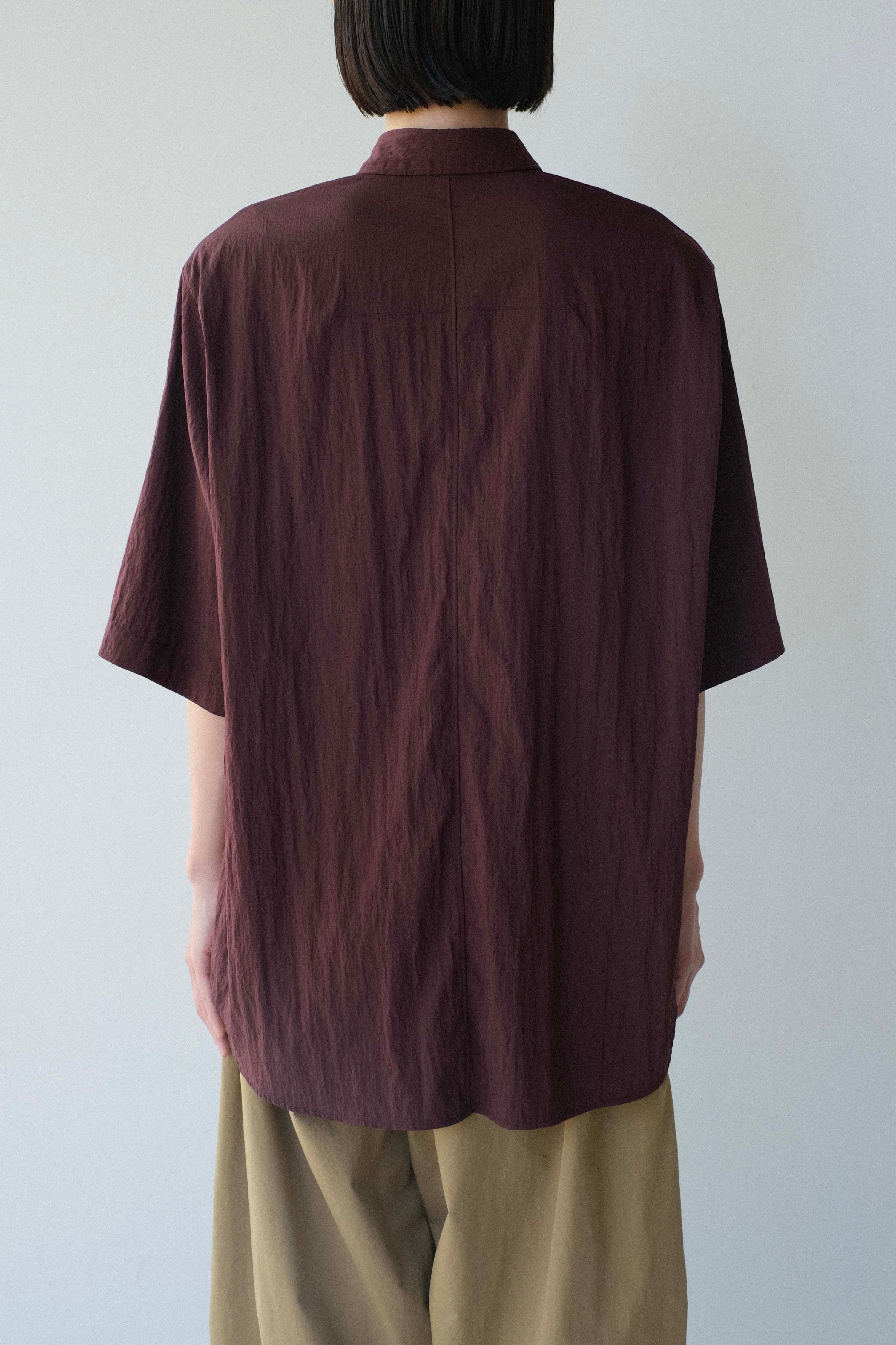 ビスコースナイロン・ライトタイプライター 半袖シャツ / 24 Marron［size XS］