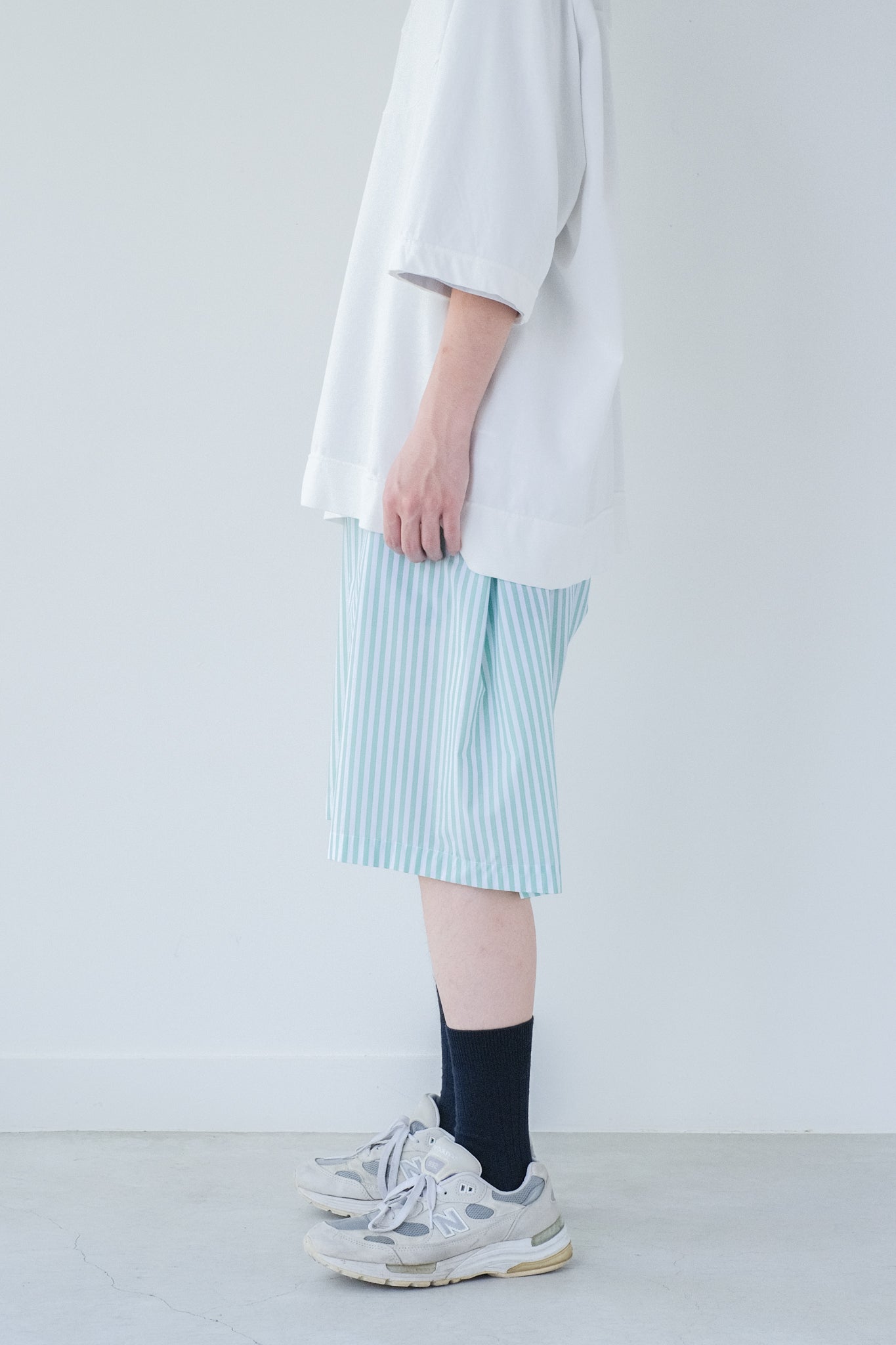 コンパクトスパンTR・ロンドンストライプ ハーフパンツ / Mint × White［size 5_］