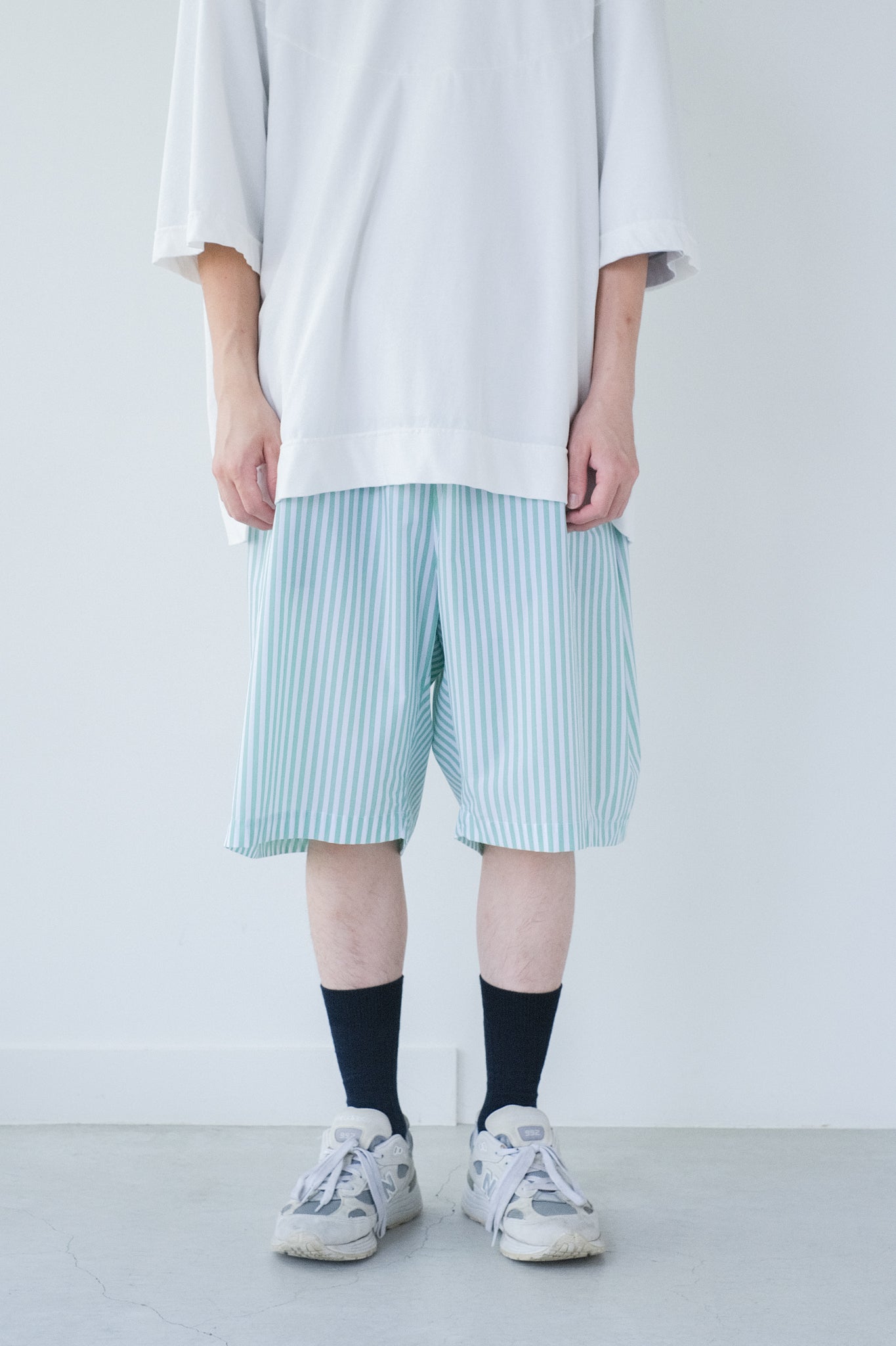 コンパクトスパンTR・ロンドンストライプ ハーフパンツ / Mint × White［size 5_］