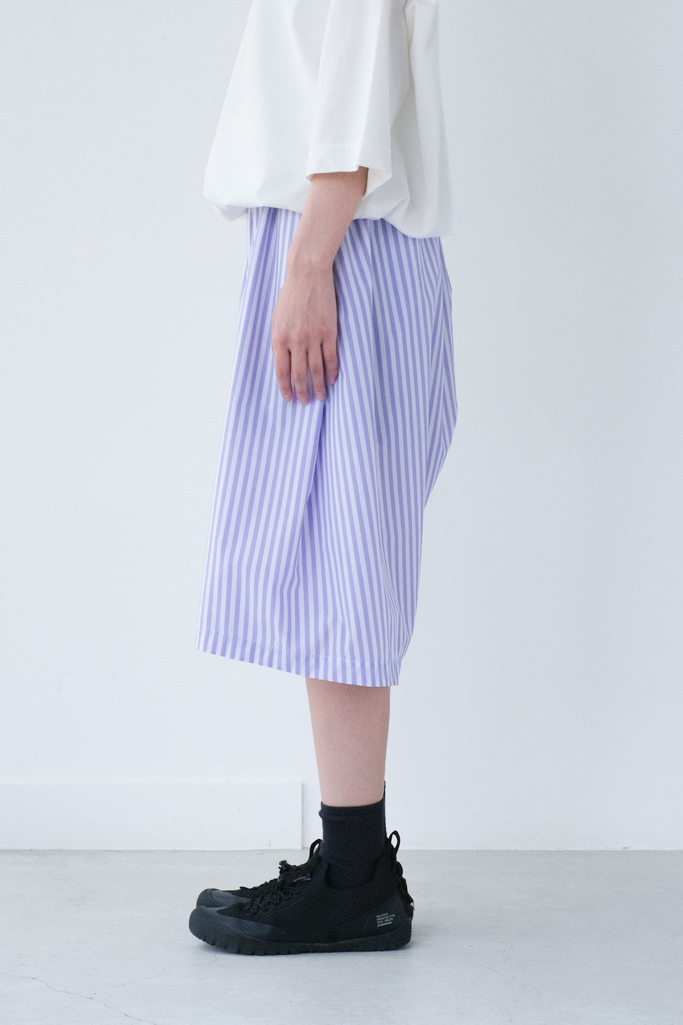 コンパクトスパンTR・ロンドンストライプ ハーフパンツ / Lilac × White［size 5_］
