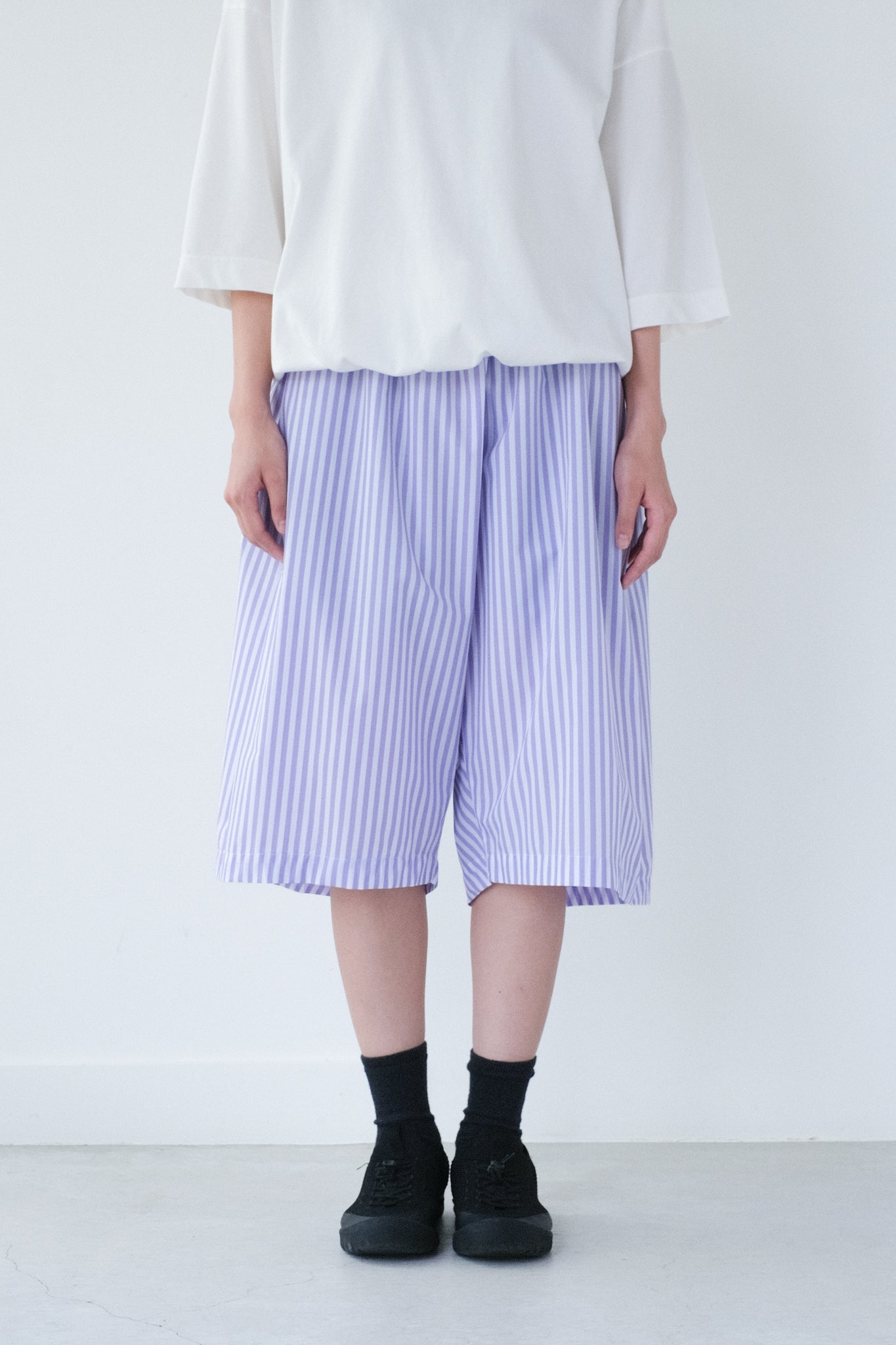 コンパクトスパンTR・ロンドンストライプ ハーフパンツ / Lilac × White［size 5_］