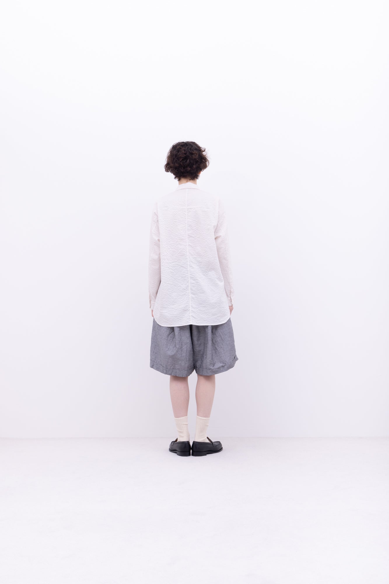 フレンチツイル・リップル　台襟付きシャツカラー / Ecru［size M］
