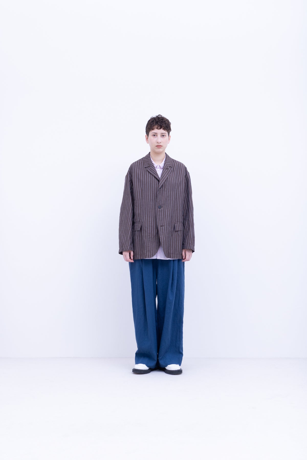 60s フレンチフラックス リネンキャンブリック　ストレートパンツ / Fade Blue［size S］