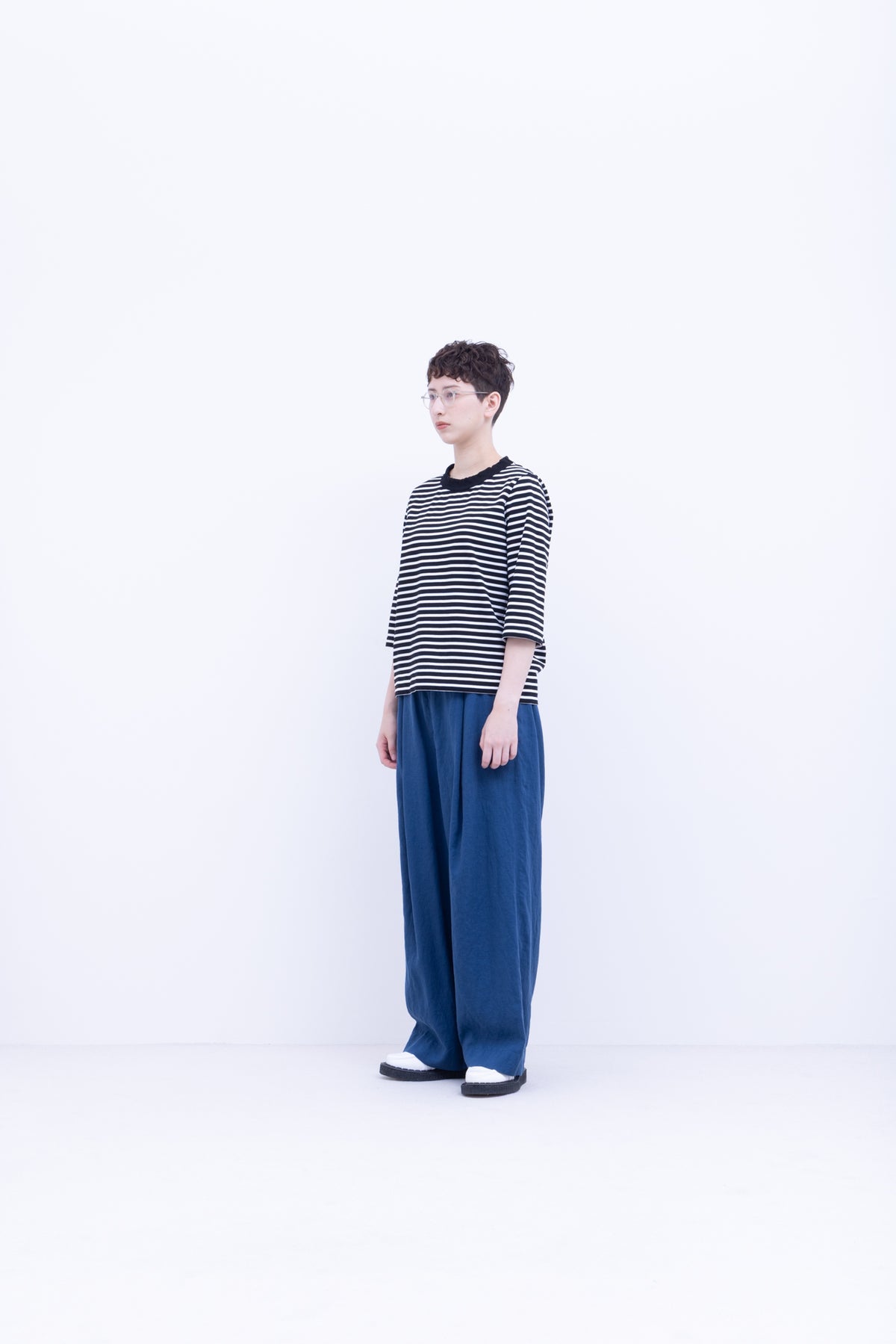 60s フレンチフラックス リネンキャンブリック　ストレートパンツ / Fade Blue［size XS］