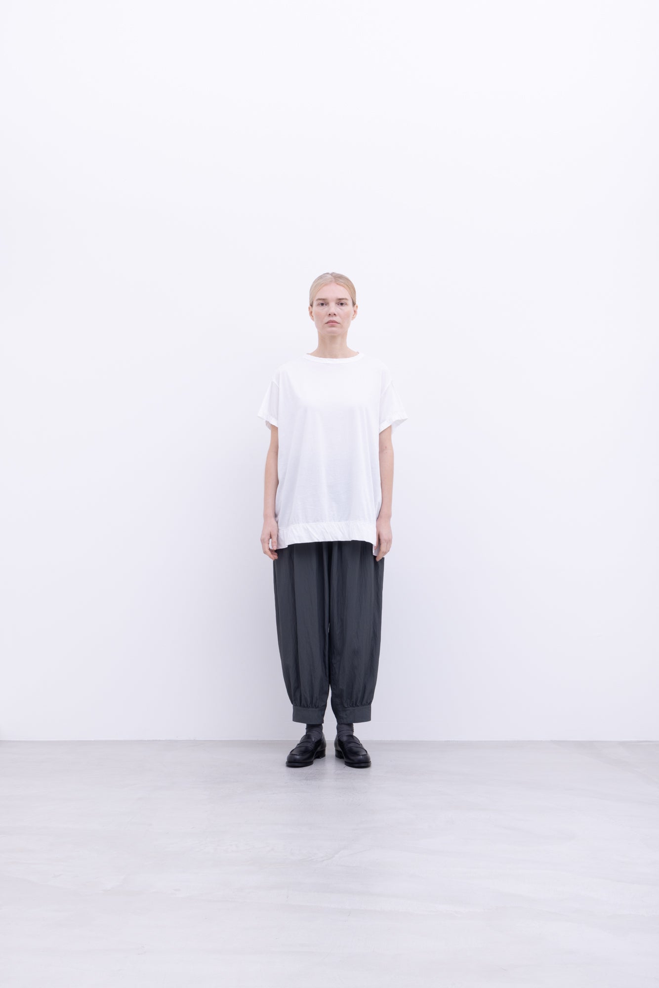 120/2 Queen's Cotton Tenjiku 3/4-Sleeve Crew Neck T-Shirt / Black