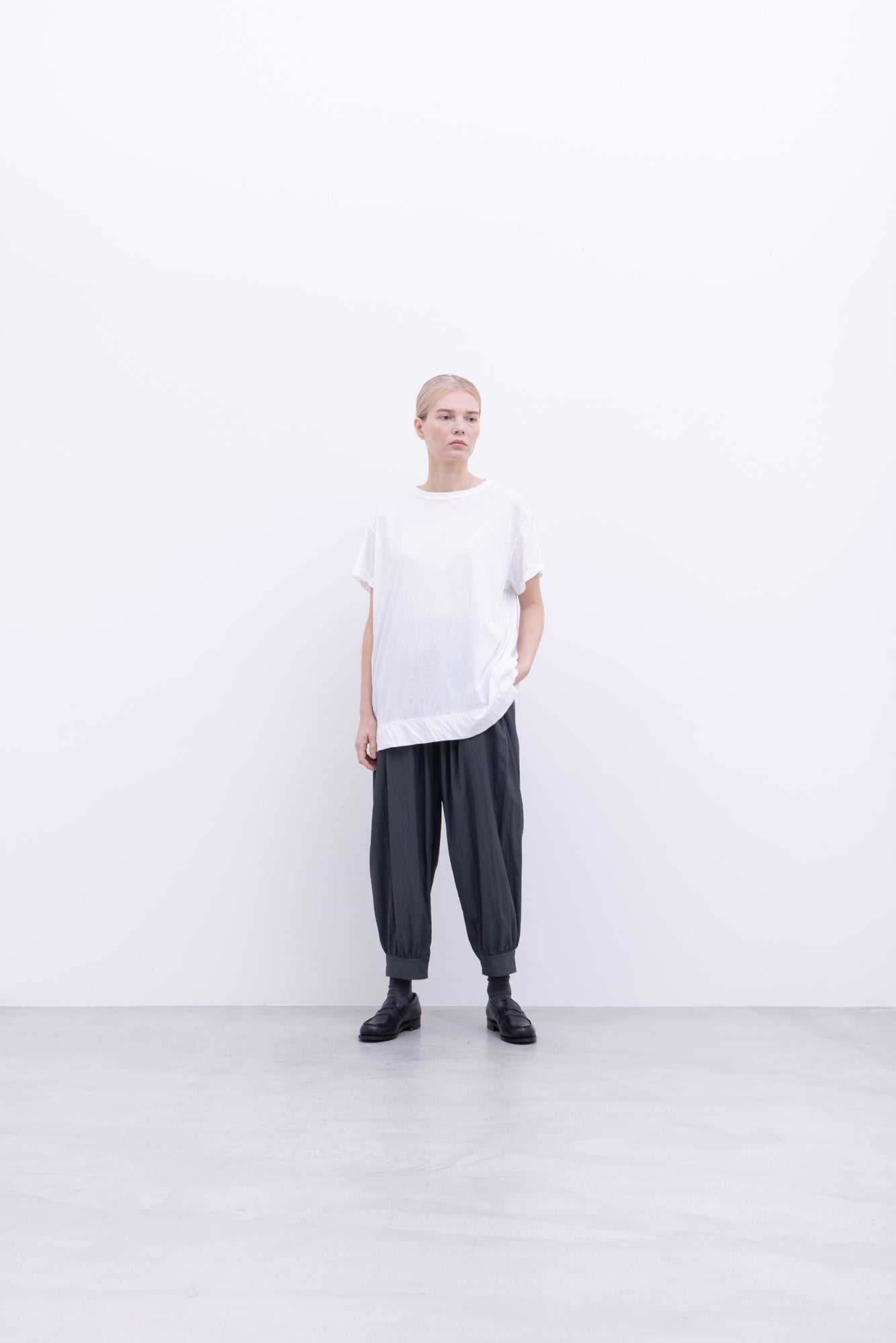 120/2 Queen's Cotton Tenjiku 3/4-Sleeve Crew Neck T-Shirt / Black