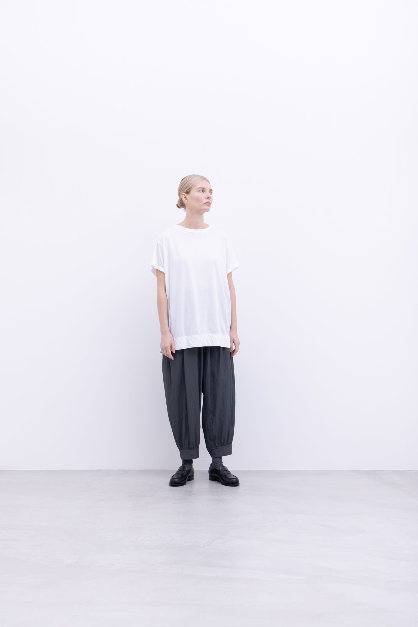 120/2 Queen's Cotton Tenjiku 3/4-Sleeve Crew Neck T-Shirt / Black