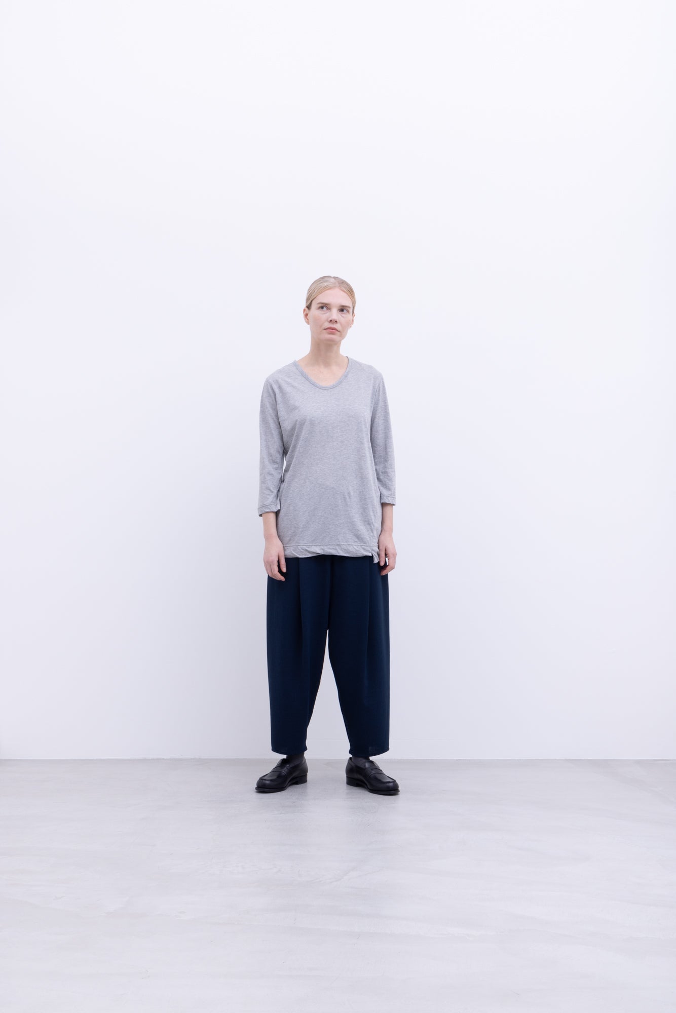 120/2 Queen's Cotton Tenjiku 3/4-Sleeve Crew Neck T-Shirt / Black