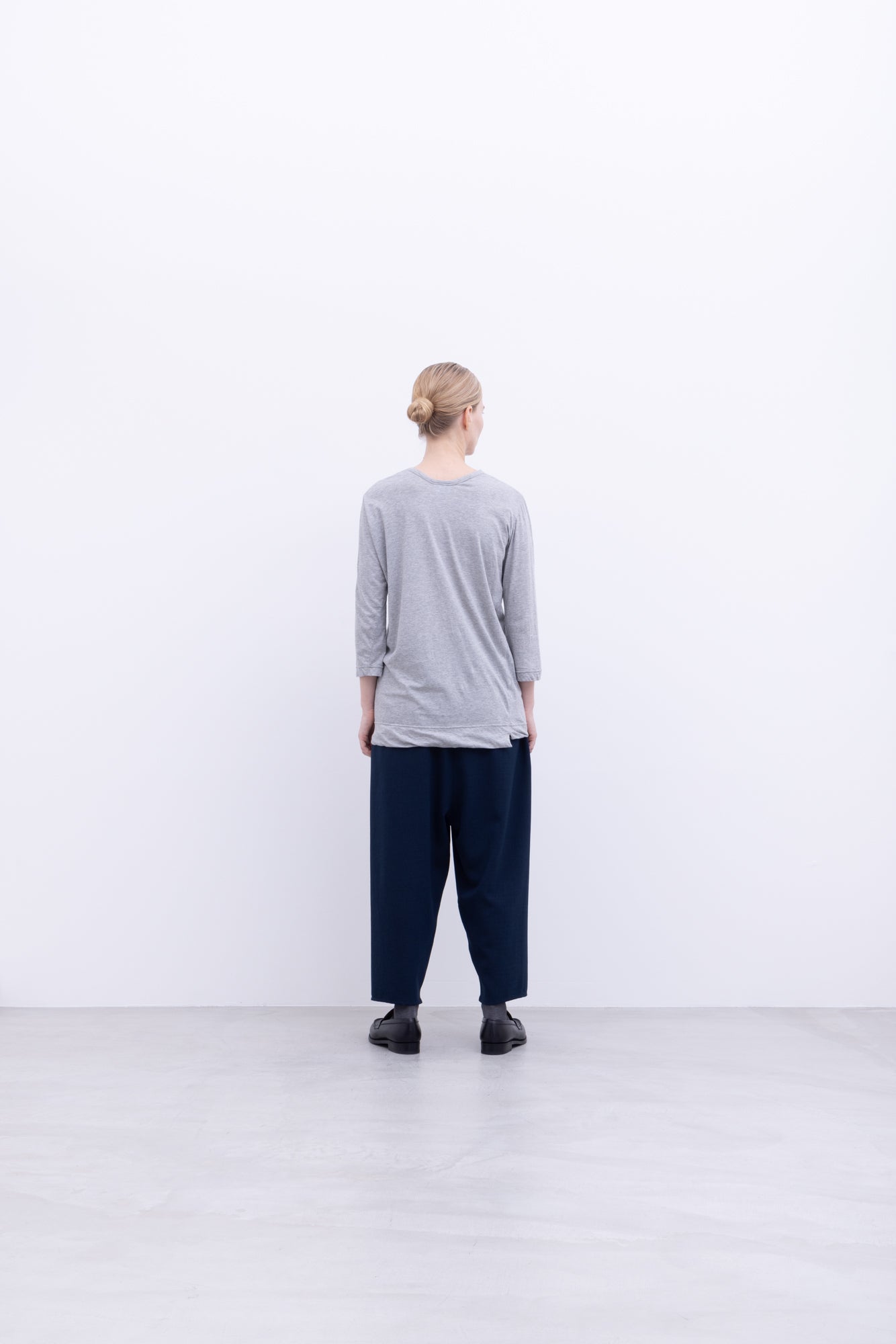 120/2 Queen's Cotton Tenjiku 3/4-Sleeve Crew Neck T-Shirt / Black