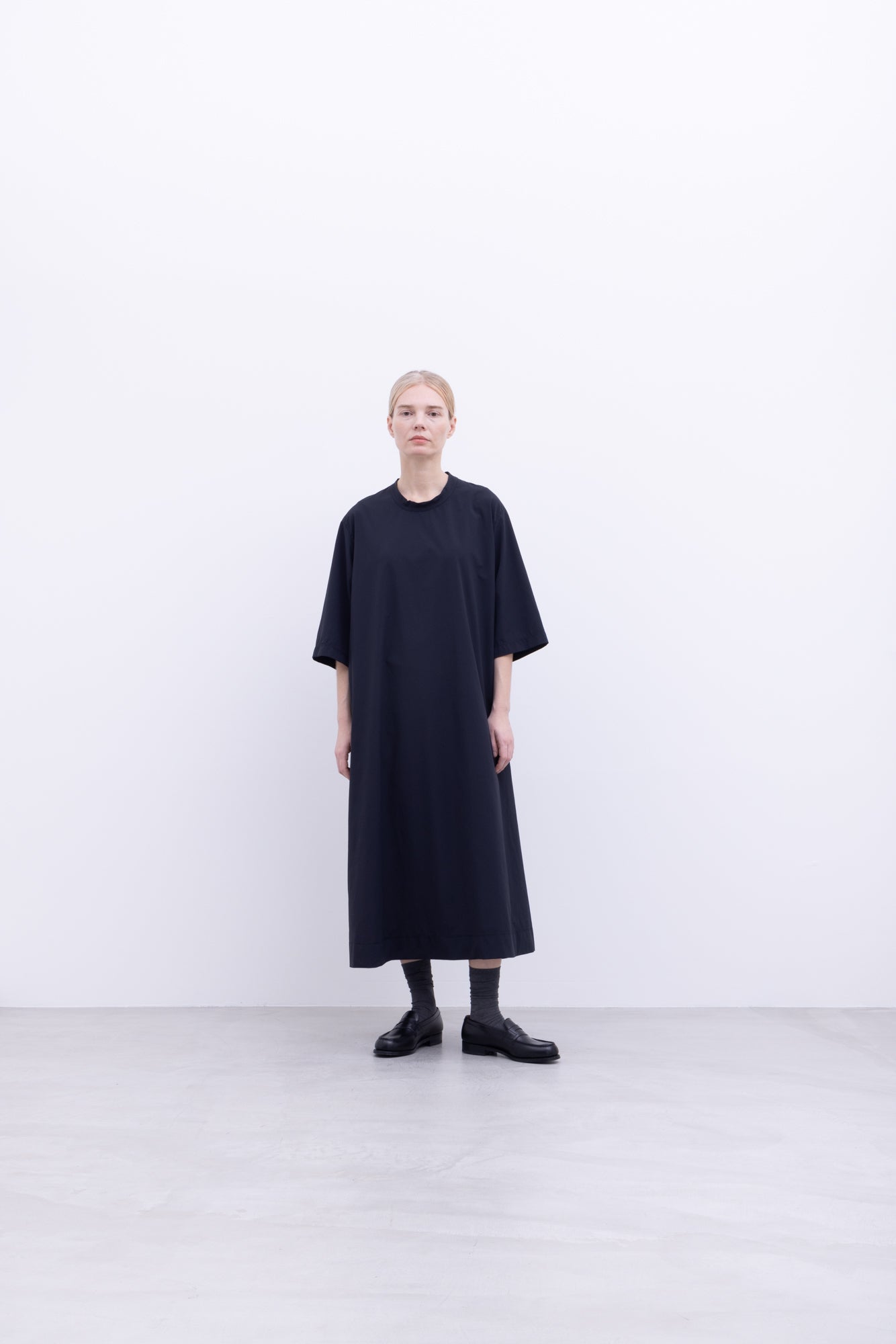 Stretch Polyester Matte Typewriter Katak Dress / Ecru [size 3_]