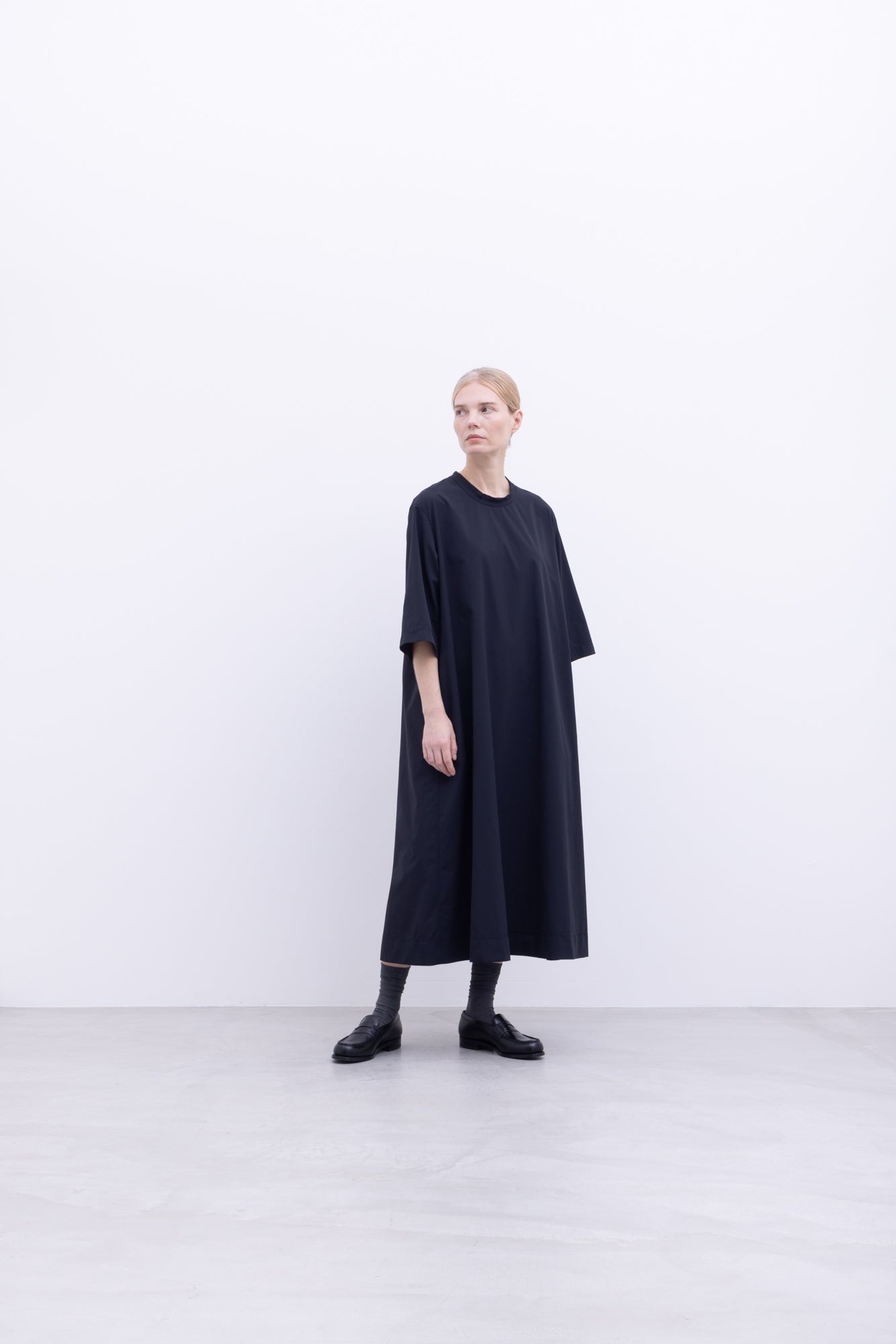 Stretch Polyester Matte Typewriter Katak Dress / Ecru [size 3_]