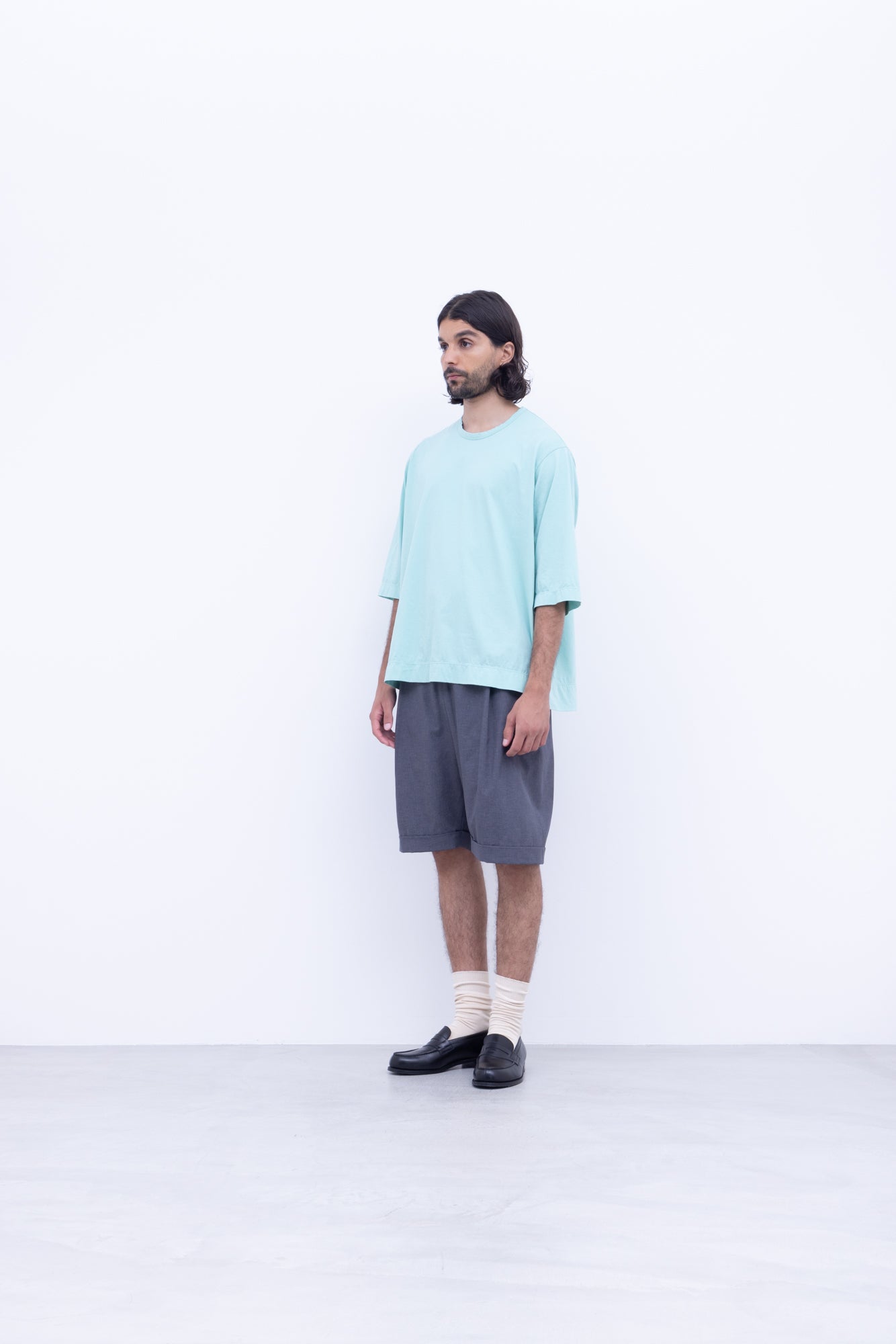 コットンポーラル天竺　クルーネック5分袖Tシャツ / Mint［size 3_］