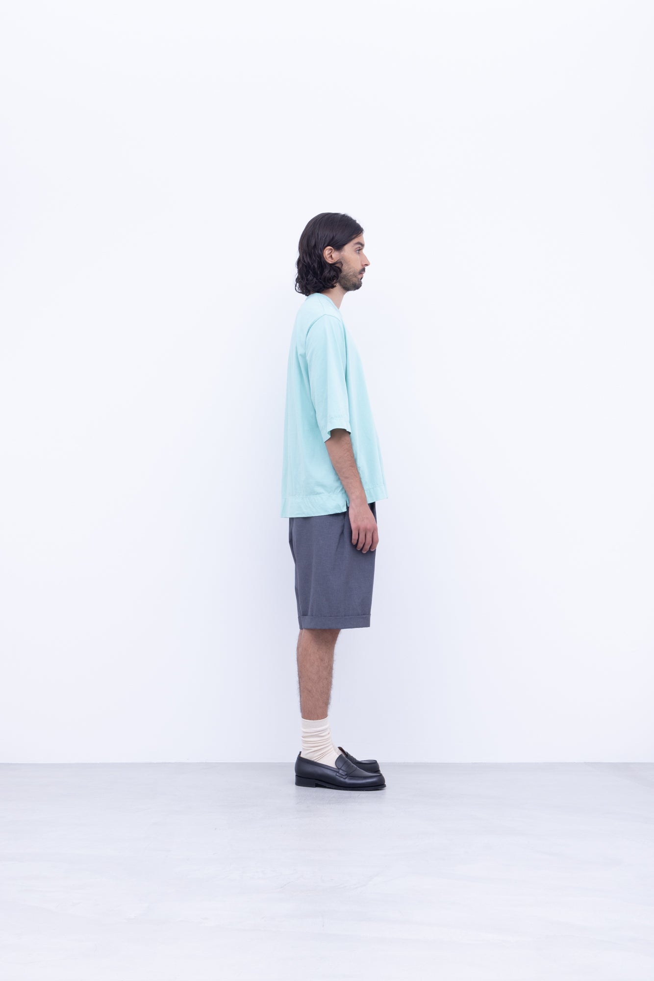 コットンポーラル天竺　クルーネック5分袖Tシャツ / Mint［size 3_］